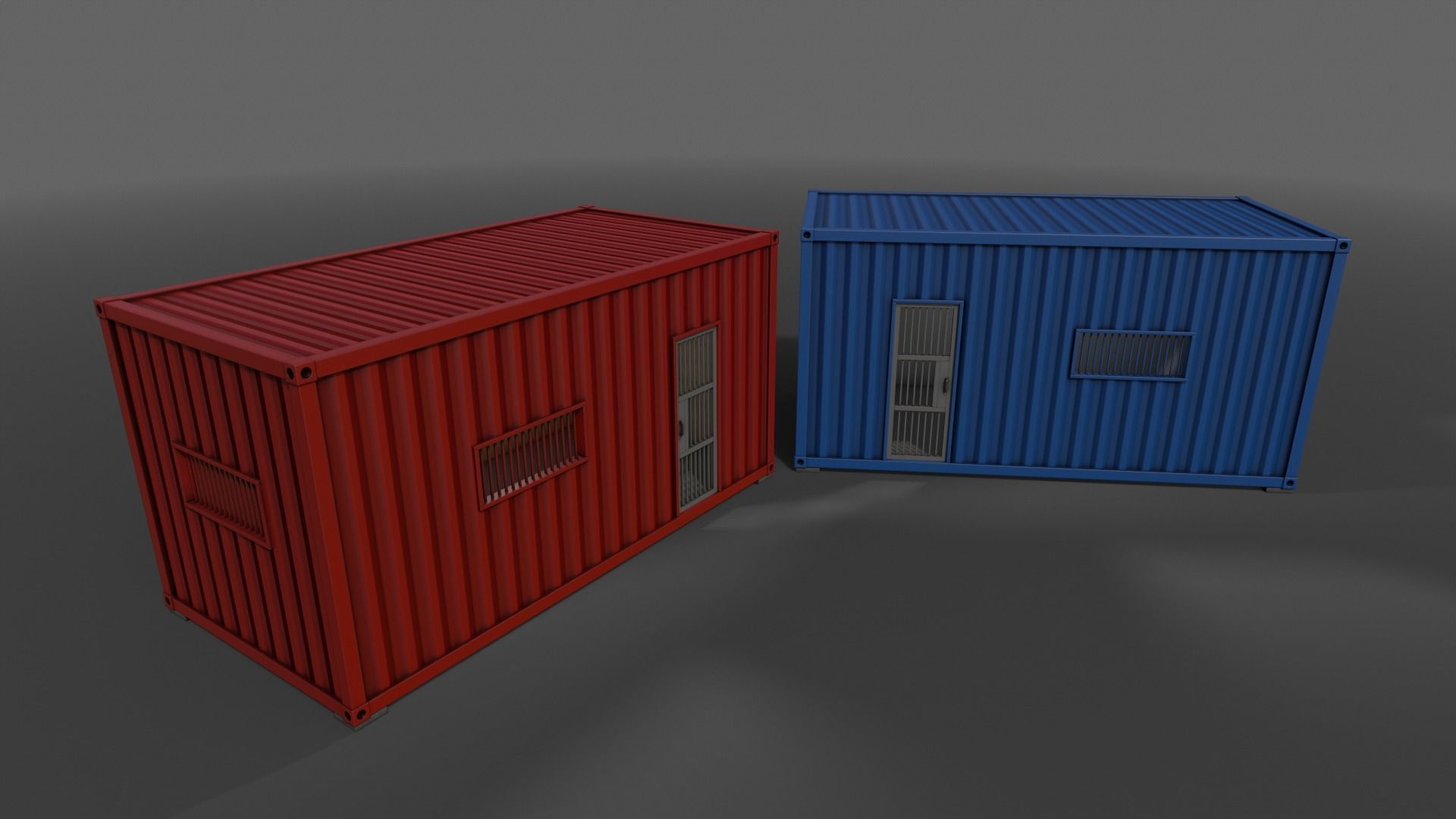 PBR Container House CA 20ft V1 Low-poly 3D model_7