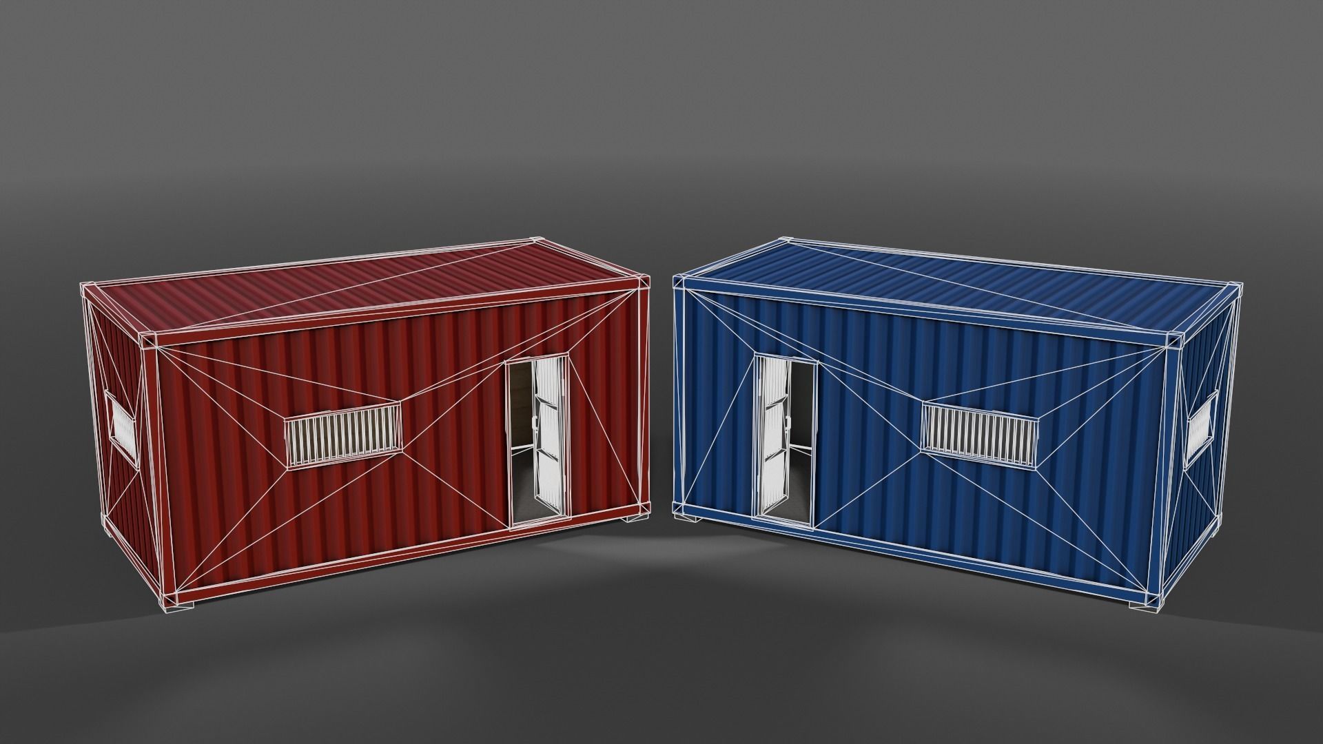 PBR Container House CA 20ft V1 Low-poly 3D model_6