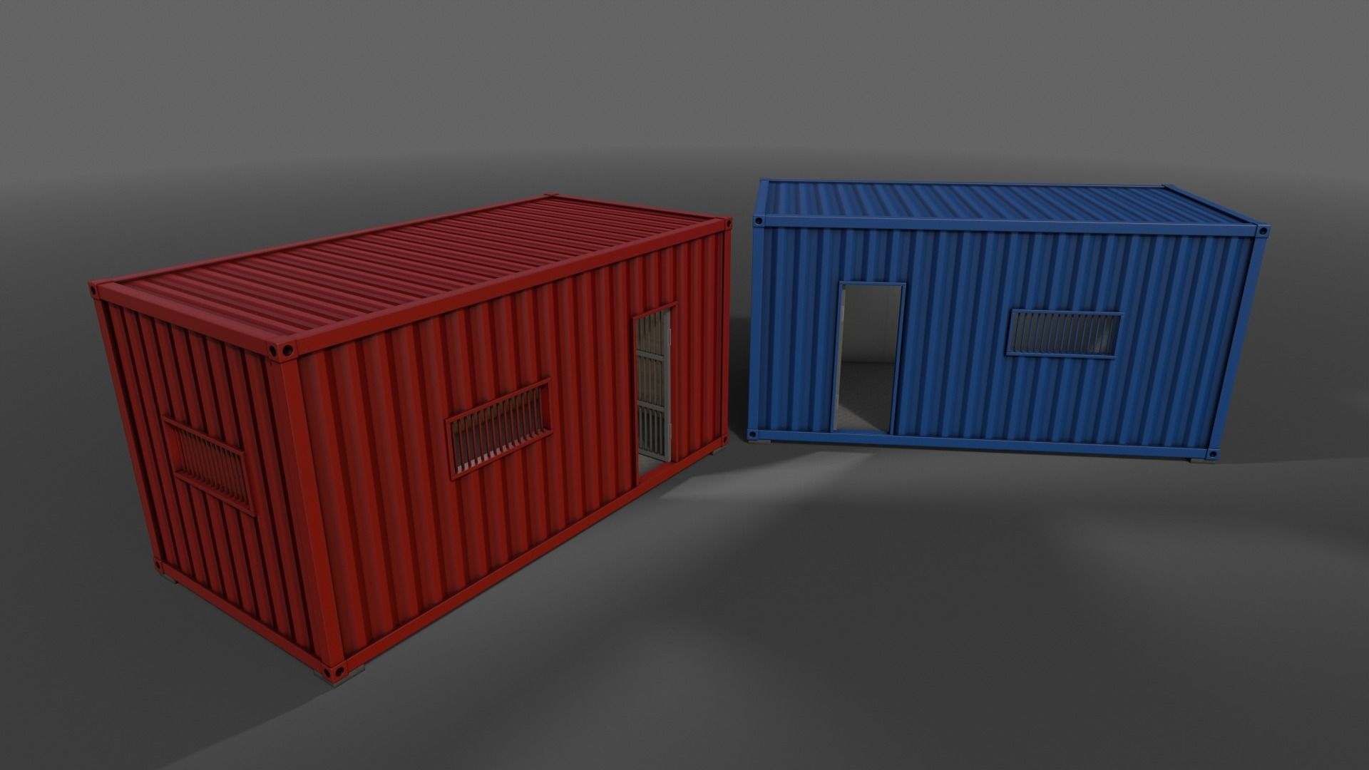 PBR Container House CA 20ft V1 Low-poly 3D model_8