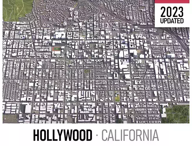 Hollywood - 3D City Low-poly 3D model