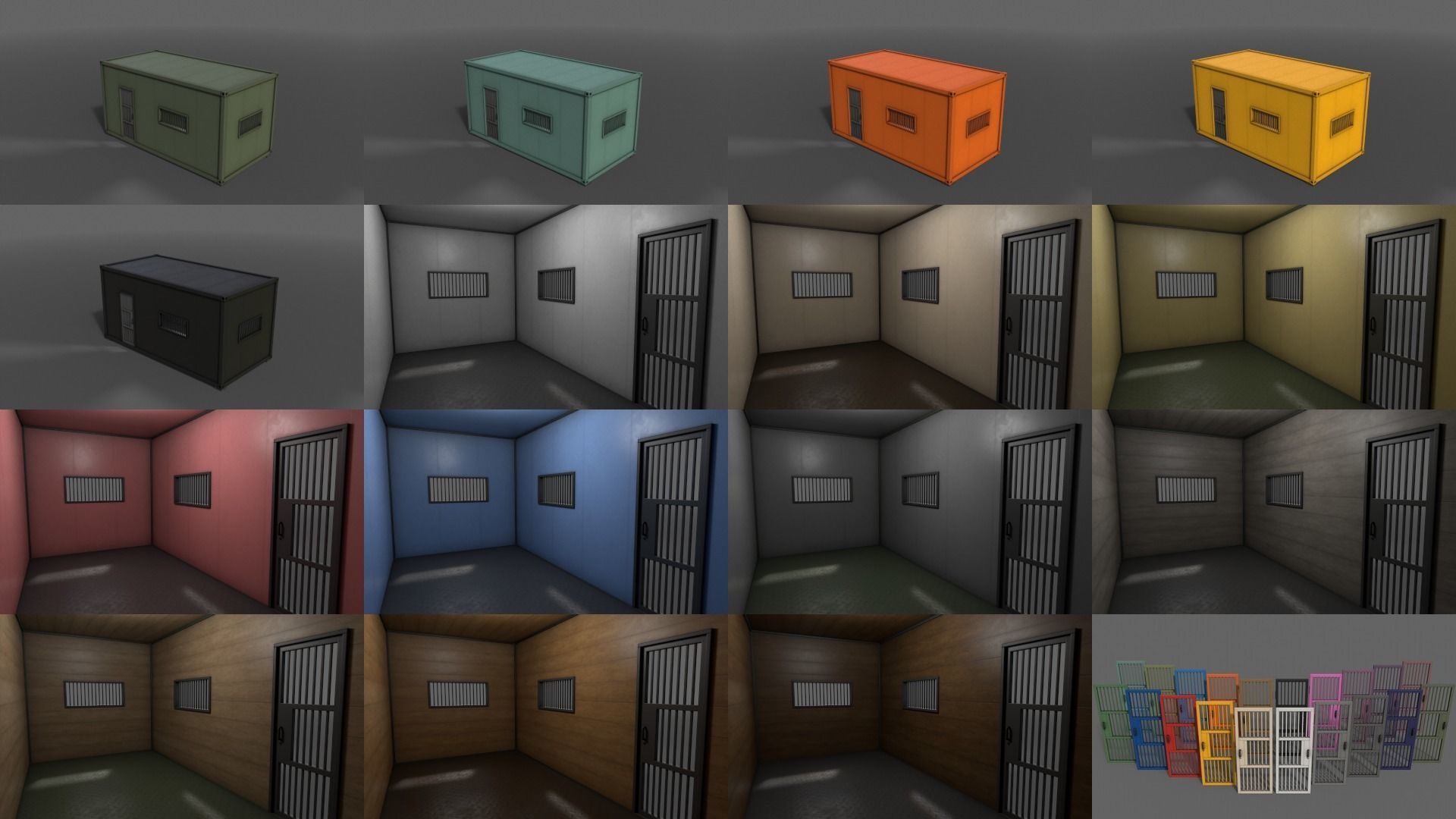 PBR Container House CB 20ft V1 Low-poly 3D model_3
