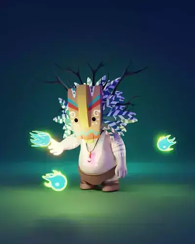 Tiki Shaman Character LowPoly