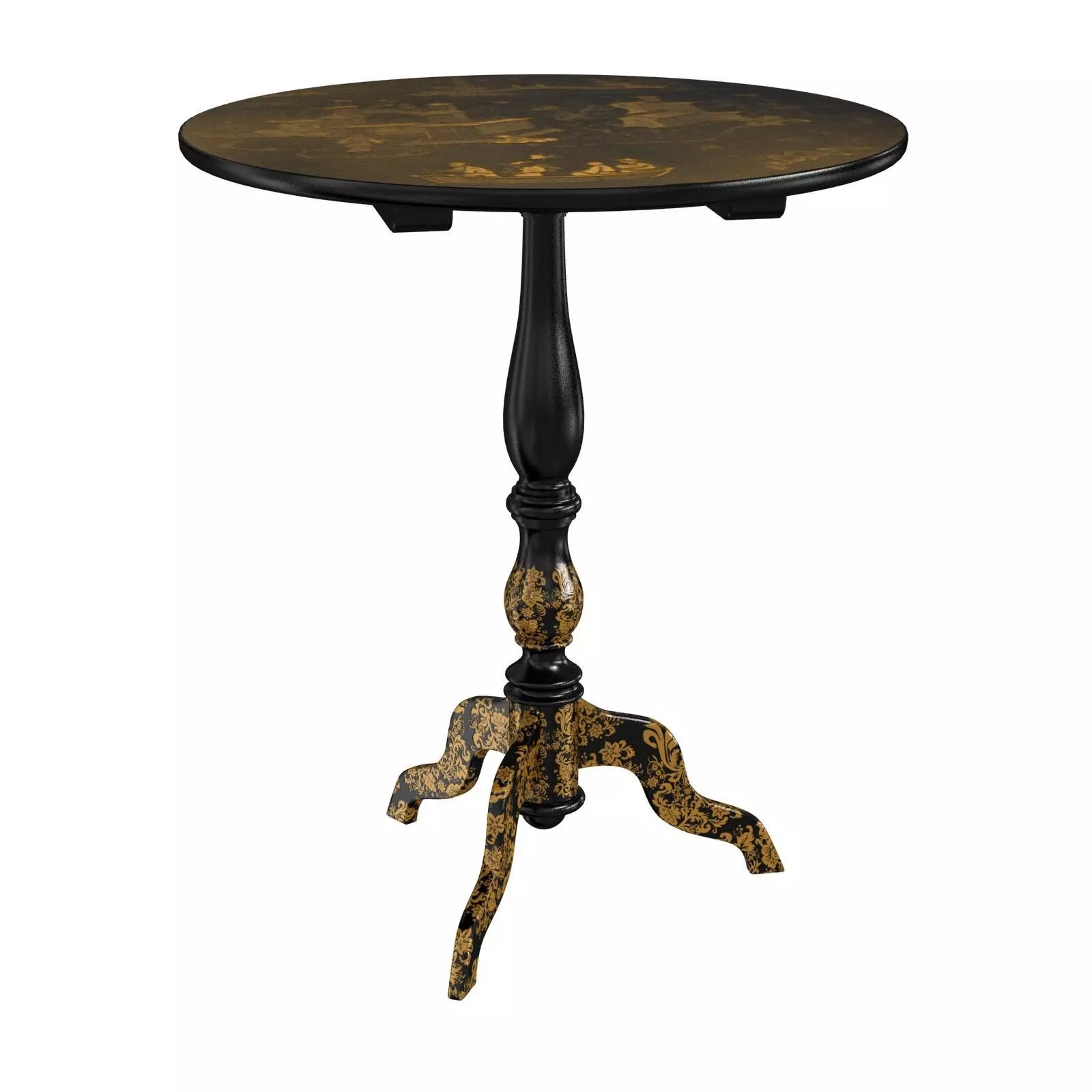 Antique Chippendale   Jade Inlaid Tea Table Chinoiserie Japaned 3D model_0