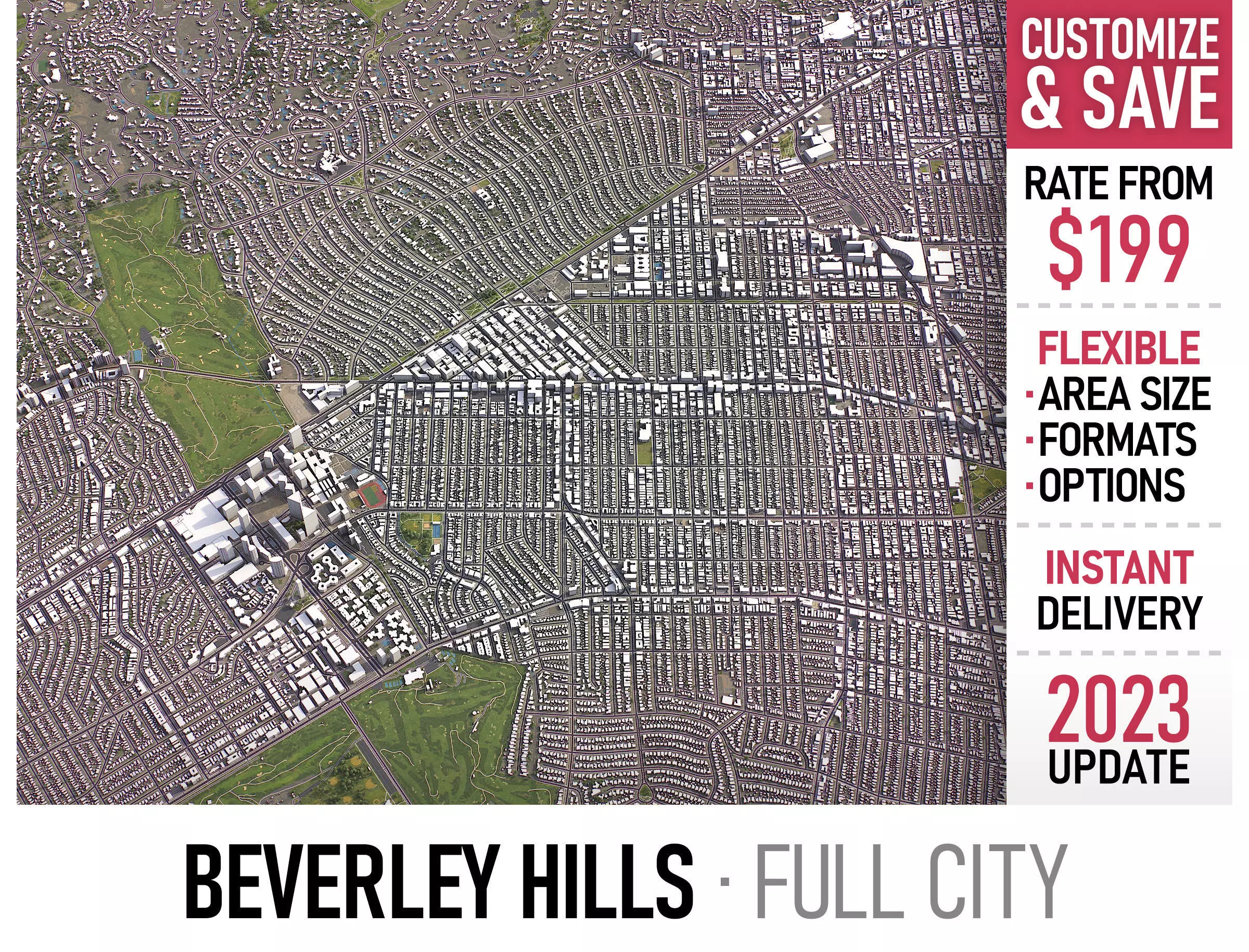 Beverley Hills - 3D City Model Low-poly 3D model_0