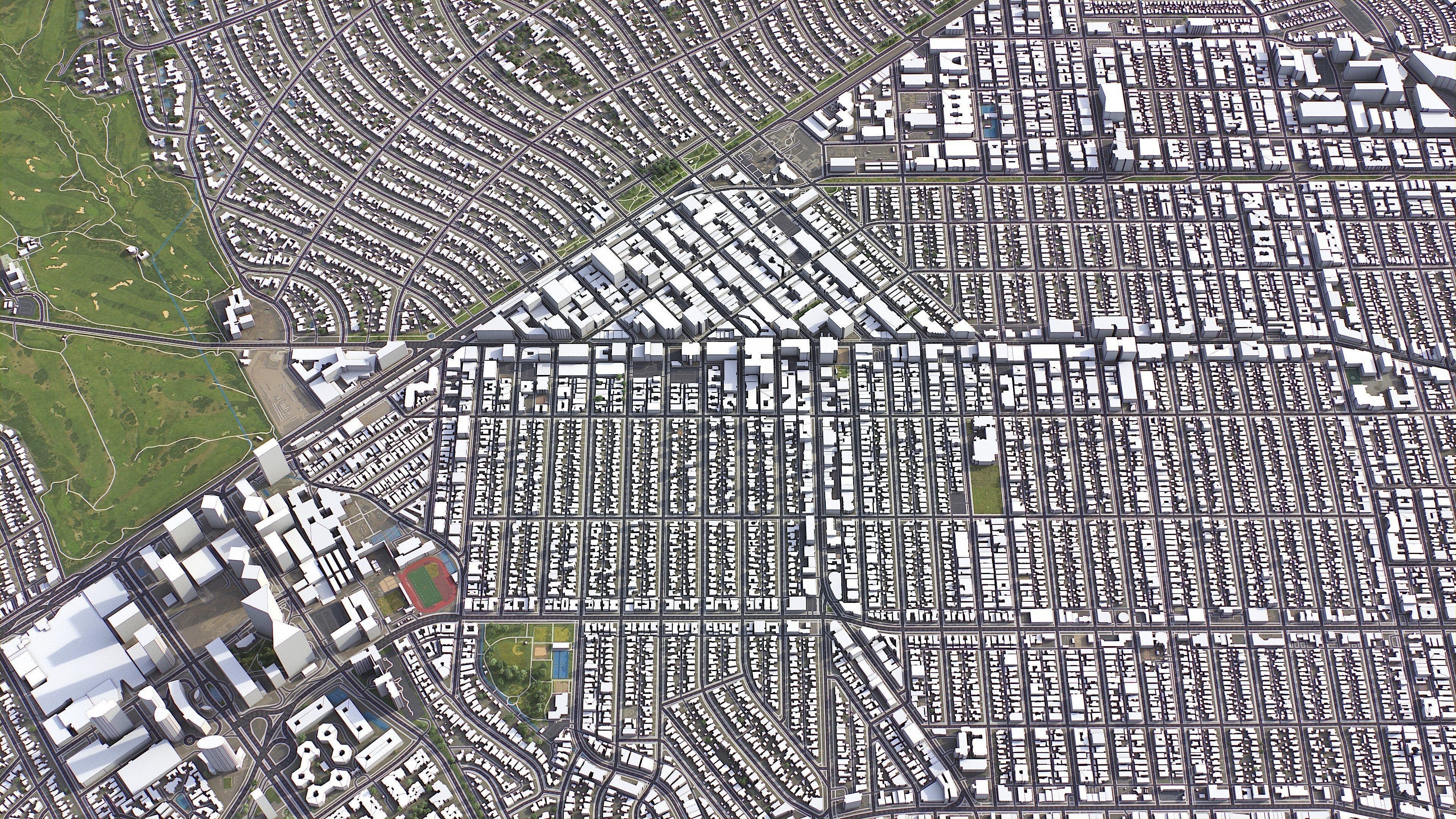 Beverley Hills - 3D City Model Low-poly 3D model_1