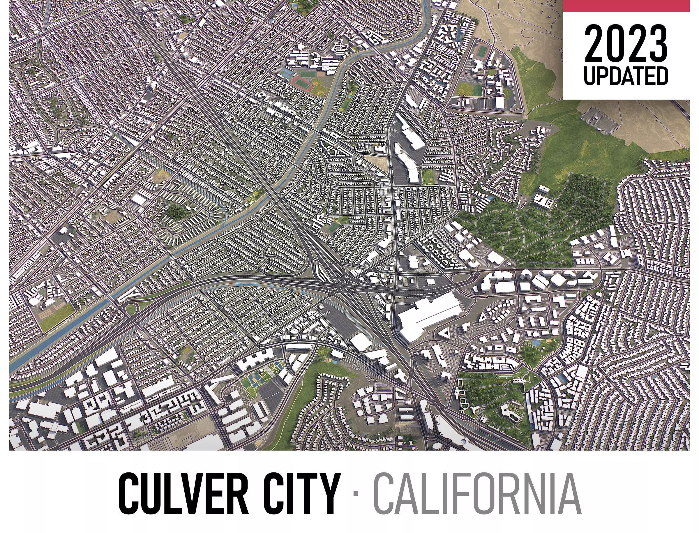 Culver City - 3D City Model Low-poly 3D model_0