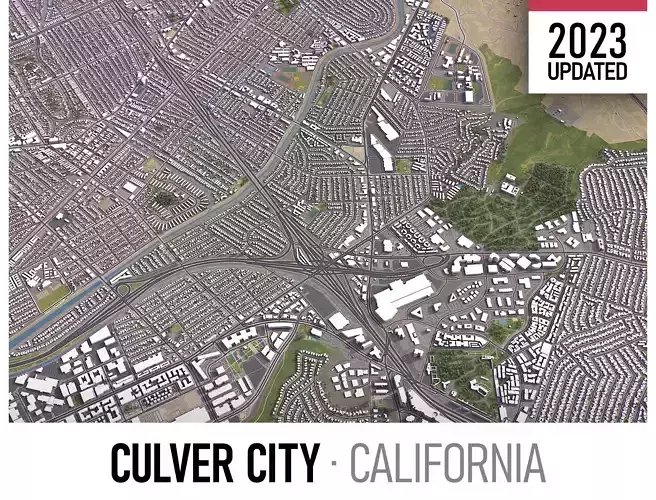 Culver City - 3D City Model Low-poly 3D model