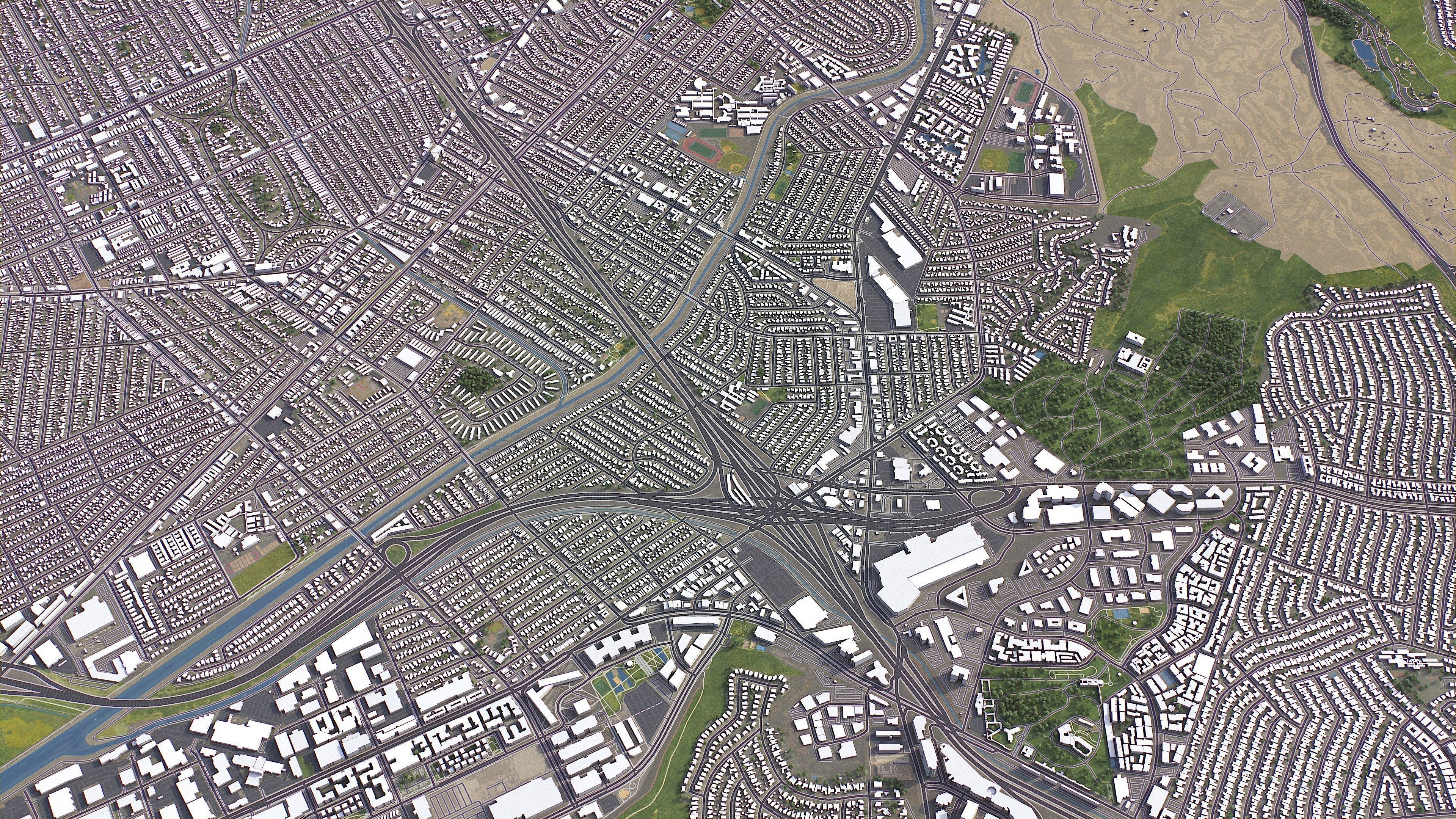 Culver City - 3D City Model Low-poly 3D model_1