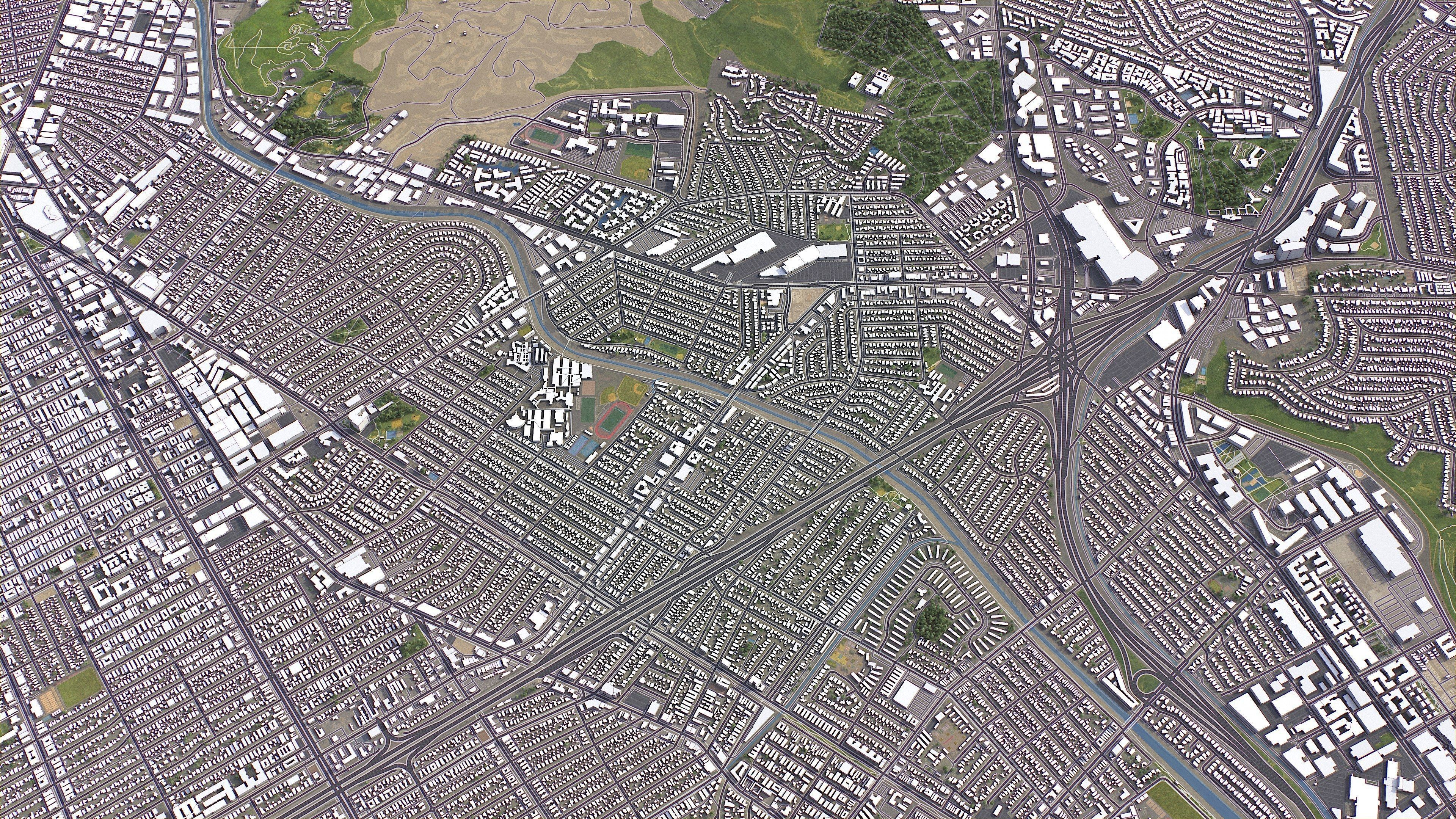 Culver City - 3D City Model Low-poly 3D model_2