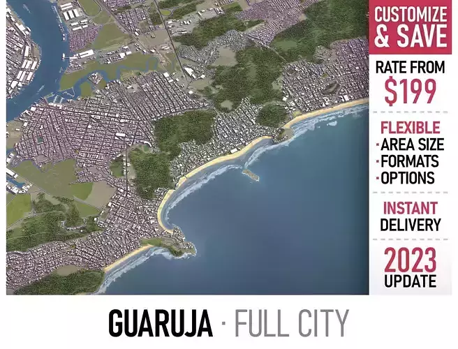 Guaruja - 3D City Model Low-poly 3D model