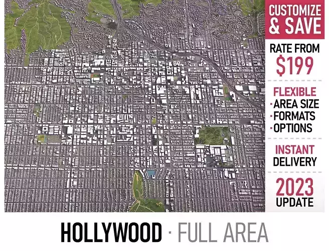 Hollywood - 3D City Mdoel Low-poly 3D model
