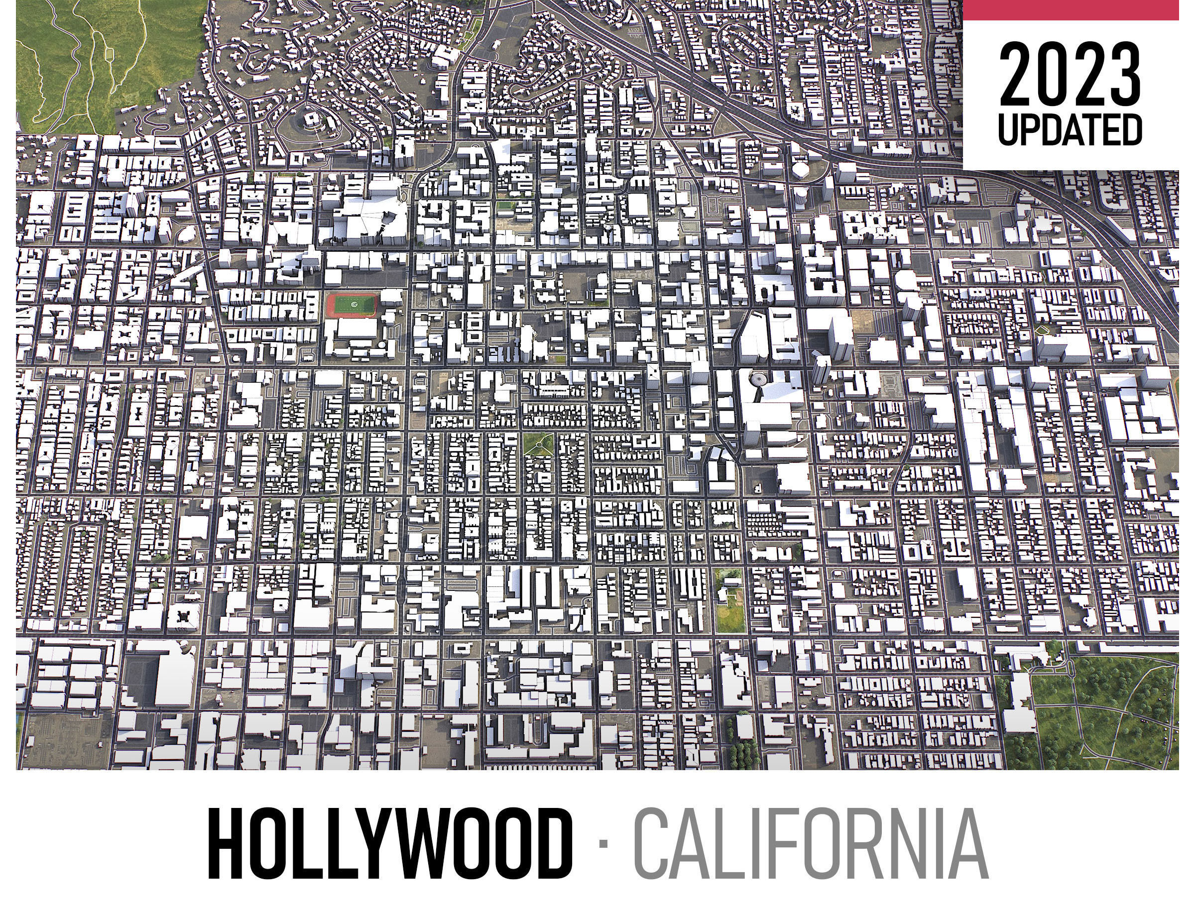 Hollywood - 3D City Mdoel Low-poly 3D model_1