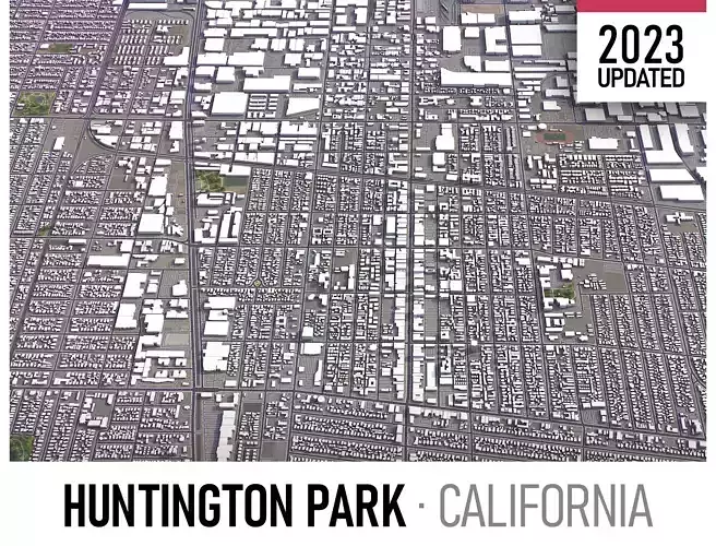 Huntington Park - 3D City Model Low-poly 3D model