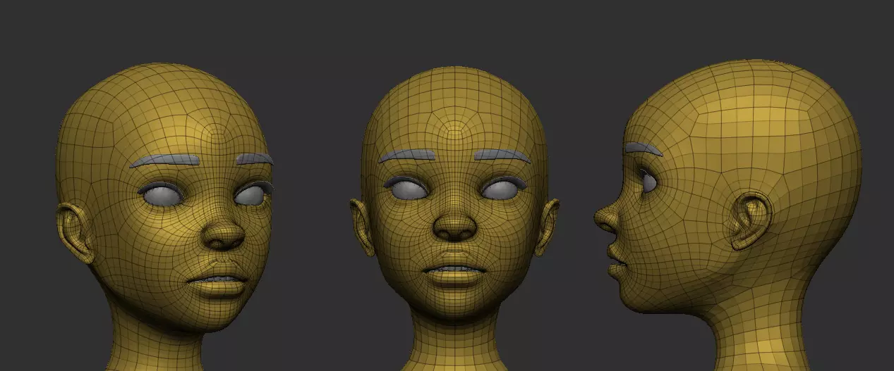 Stylized female basemesh Low-poly 3D model_0