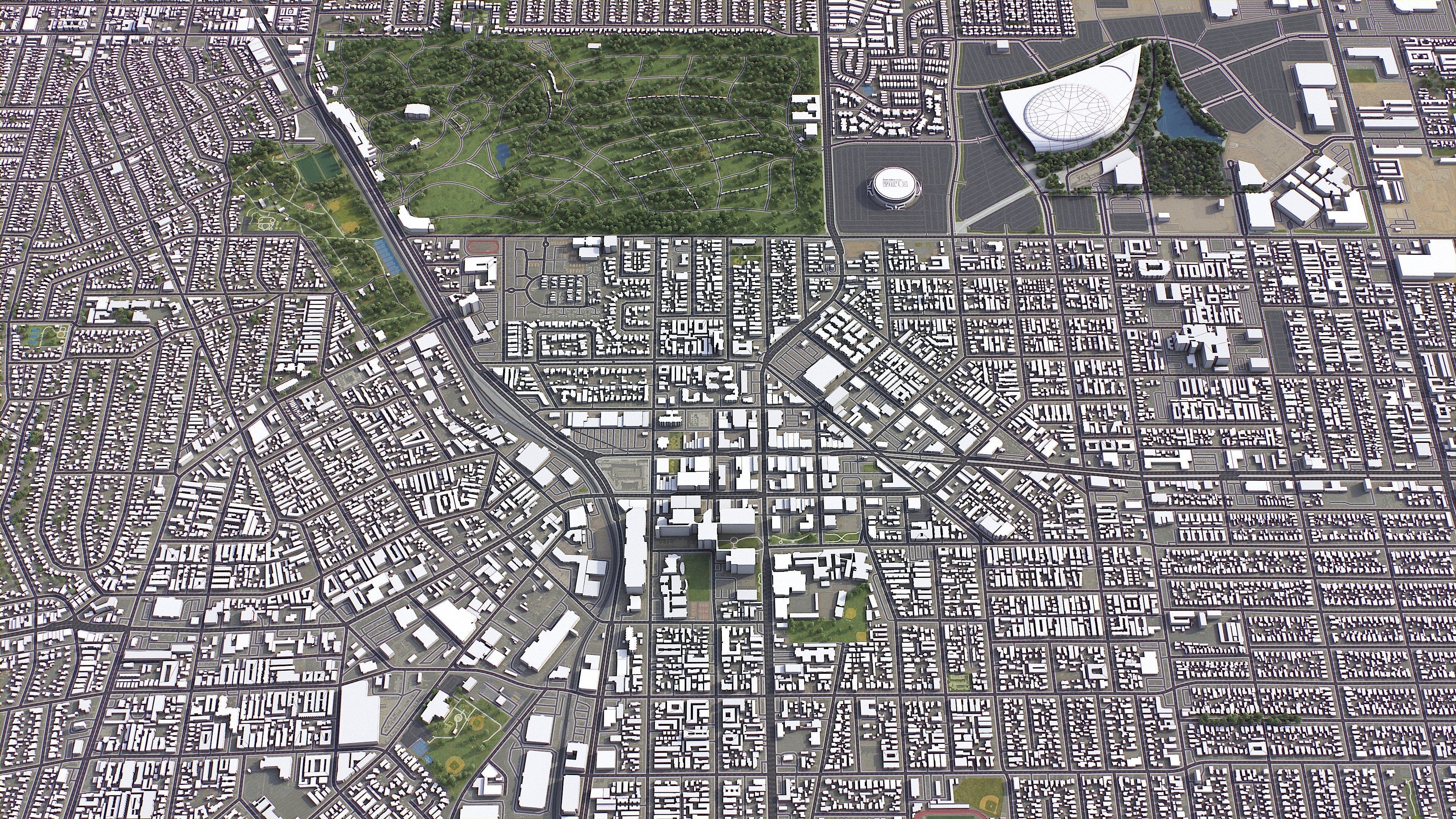 Inglewood - 3D City Model Low-poly 3D model_1