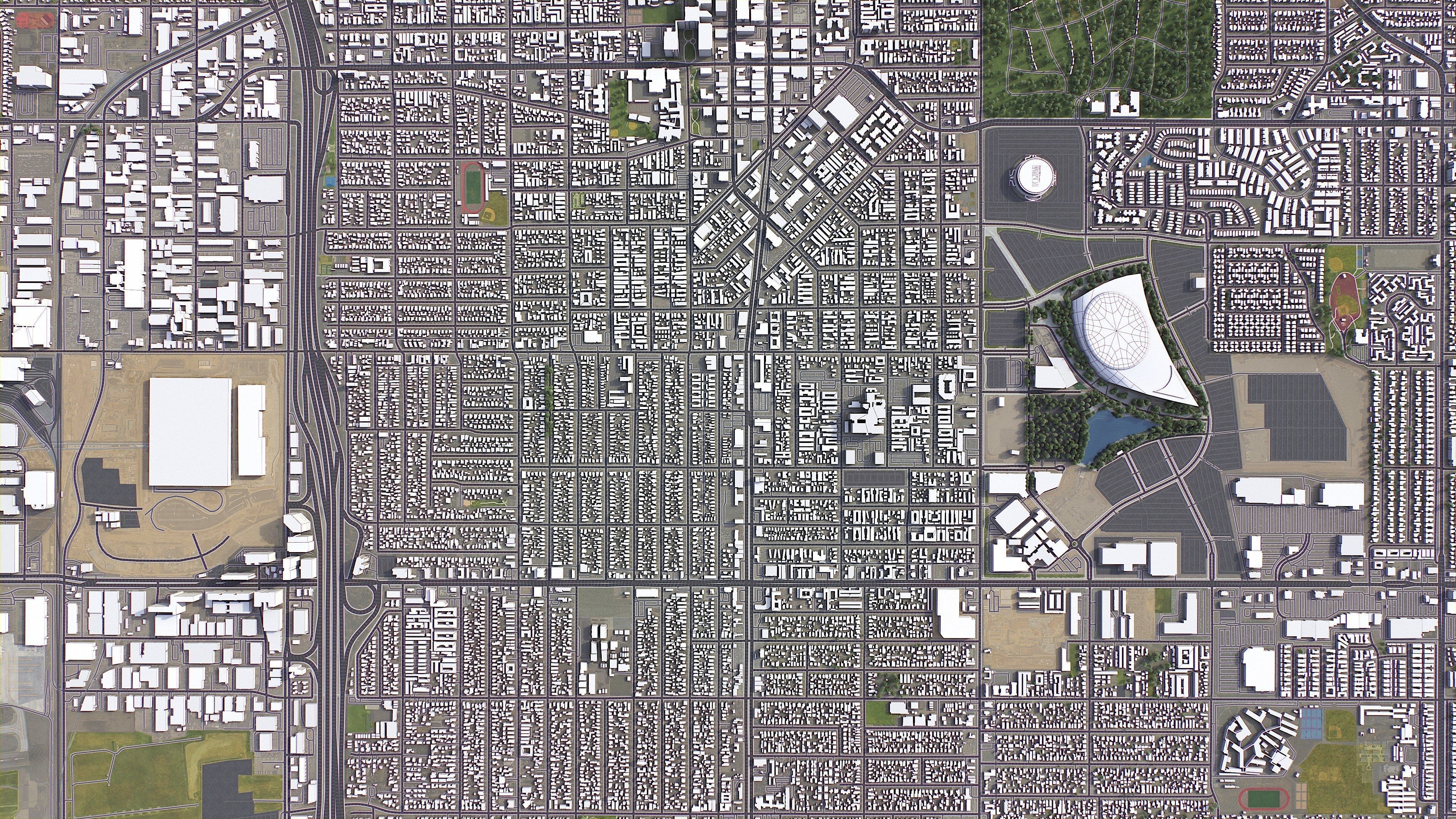 Inglewood - 3D City Model Low-poly 3D model_7