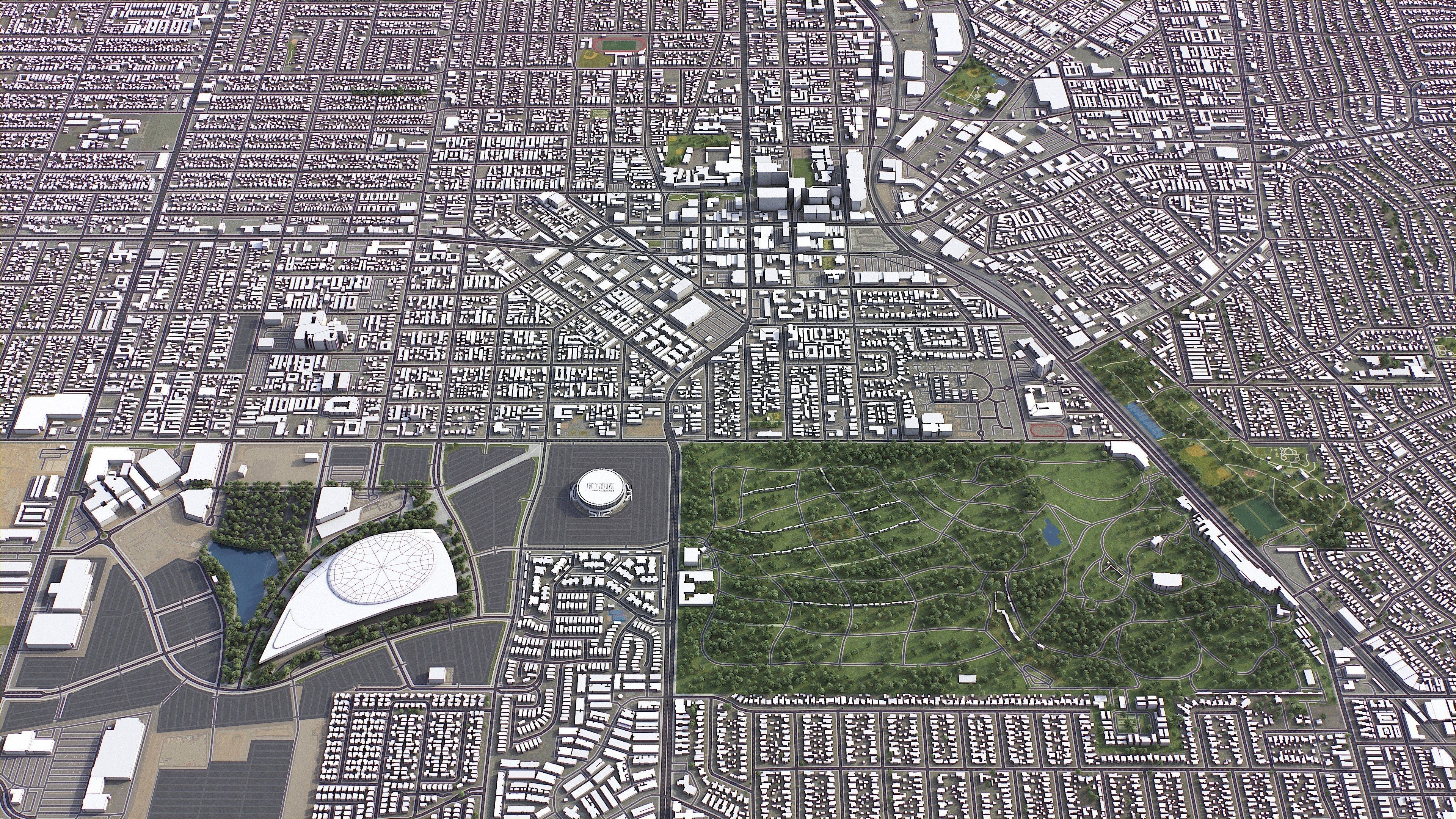 Inglewood - 3D City Model Low-poly 3D model_3