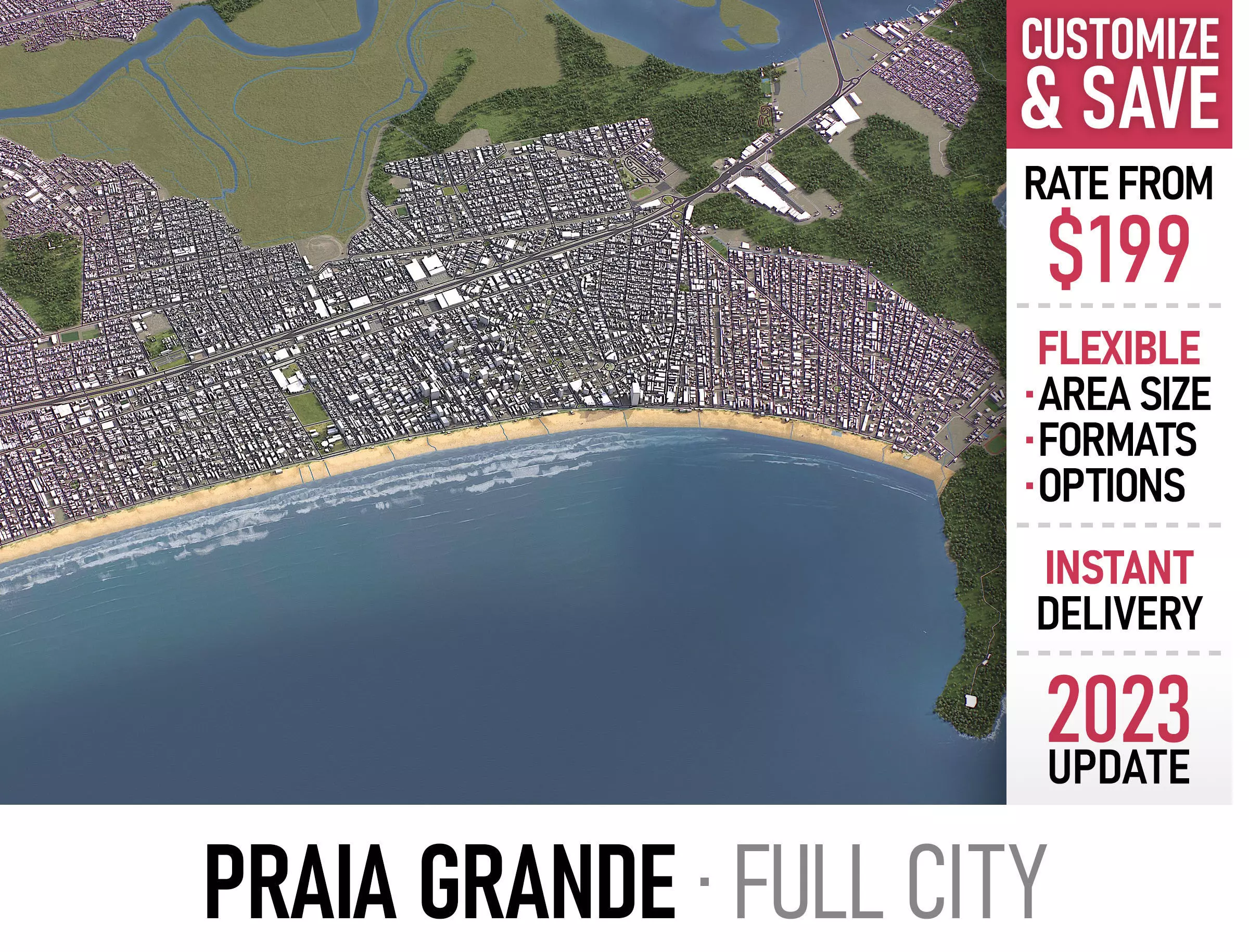 Praia Grande - 3D City Model Low-poly 3D model_0