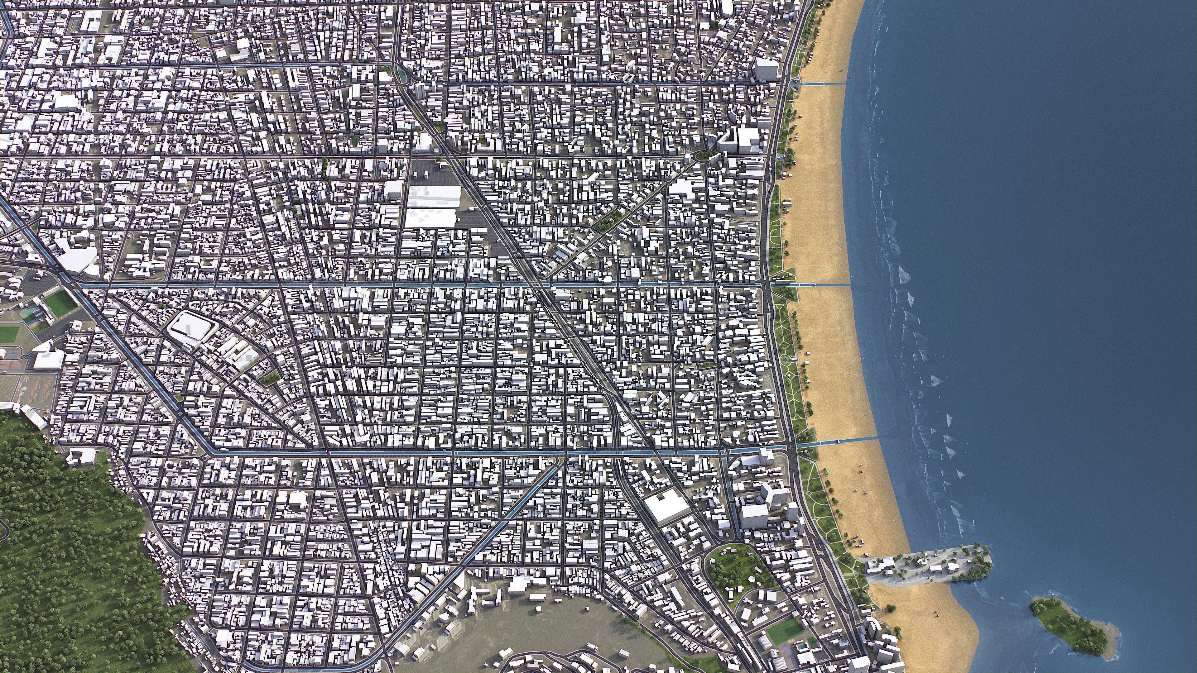 Santos - 3D City Model Low-poly 3D model_2