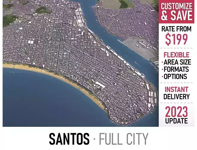 Santos - 3D City Model Low-poly 3D model