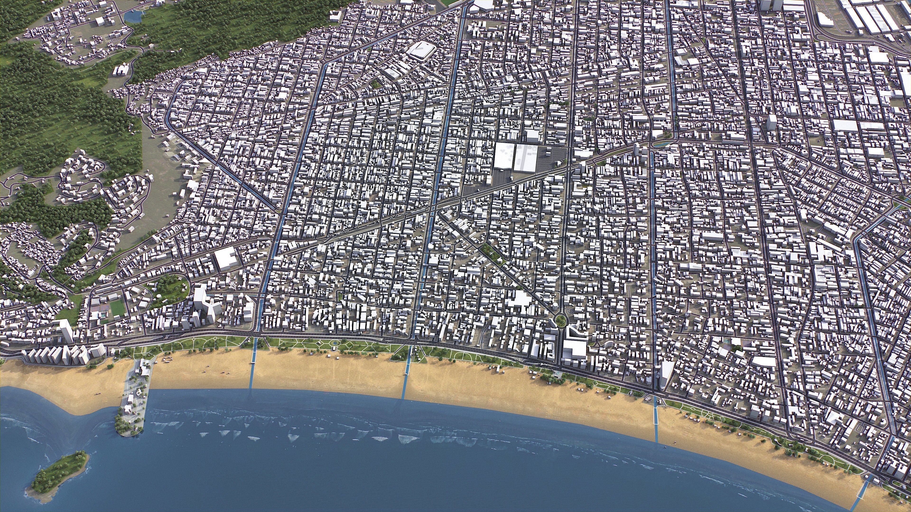 Santos - 3D City Model Low-poly 3D model_1