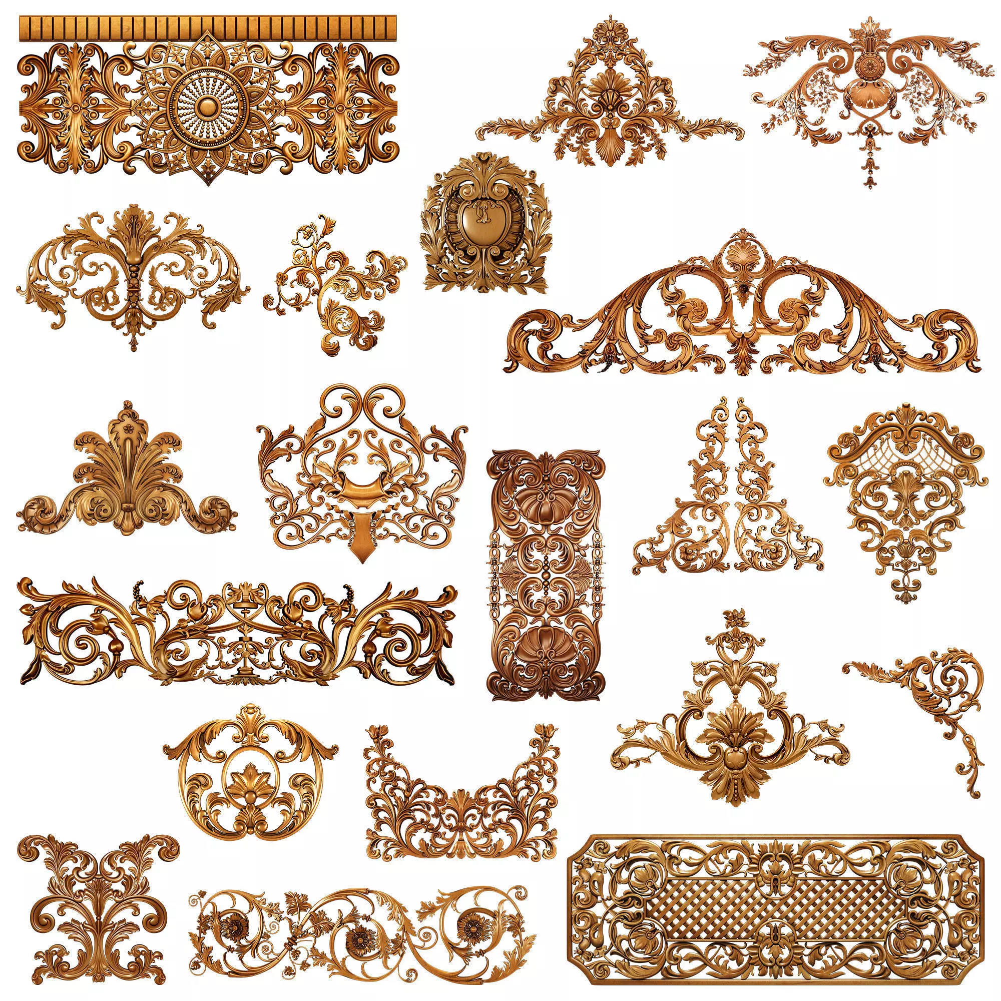 Collection of classical ornaments 01 3D model