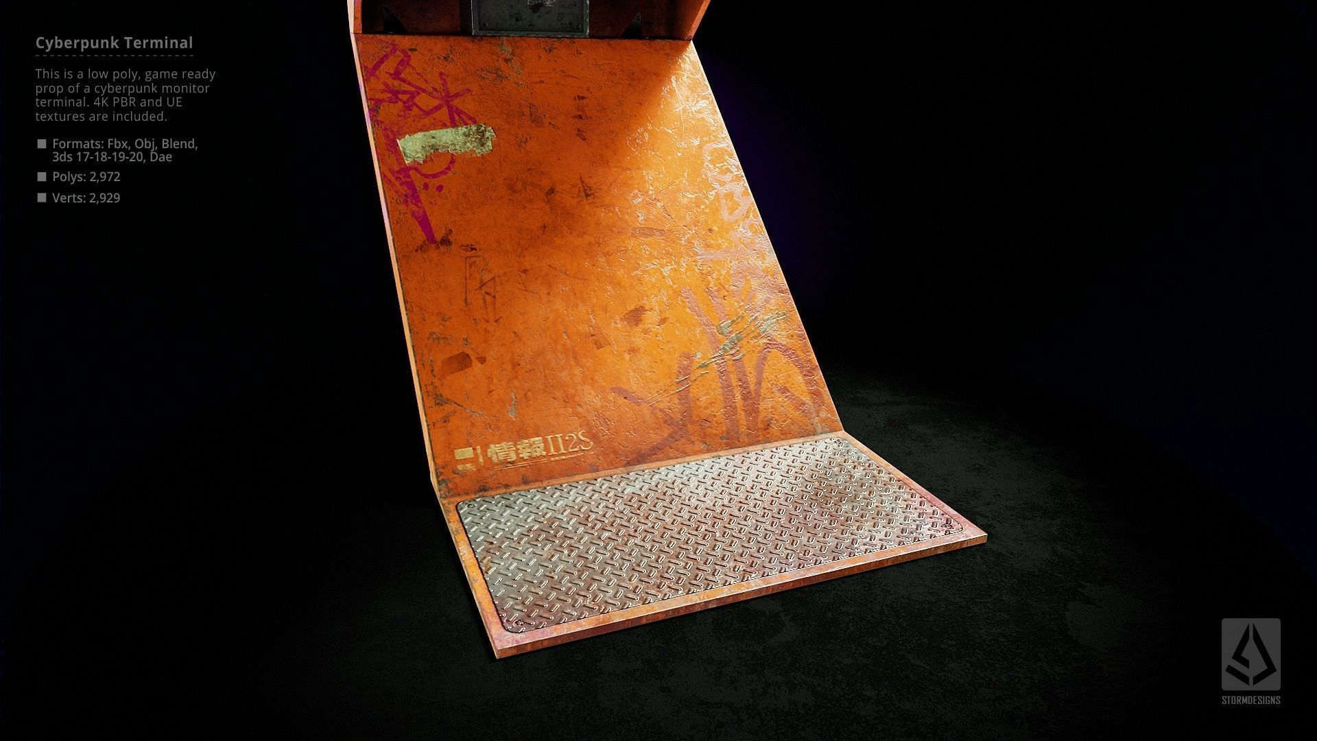 Cyberpunk Monitor Terminal - Low Poly UE Game Prop Low-poly 3D model_9