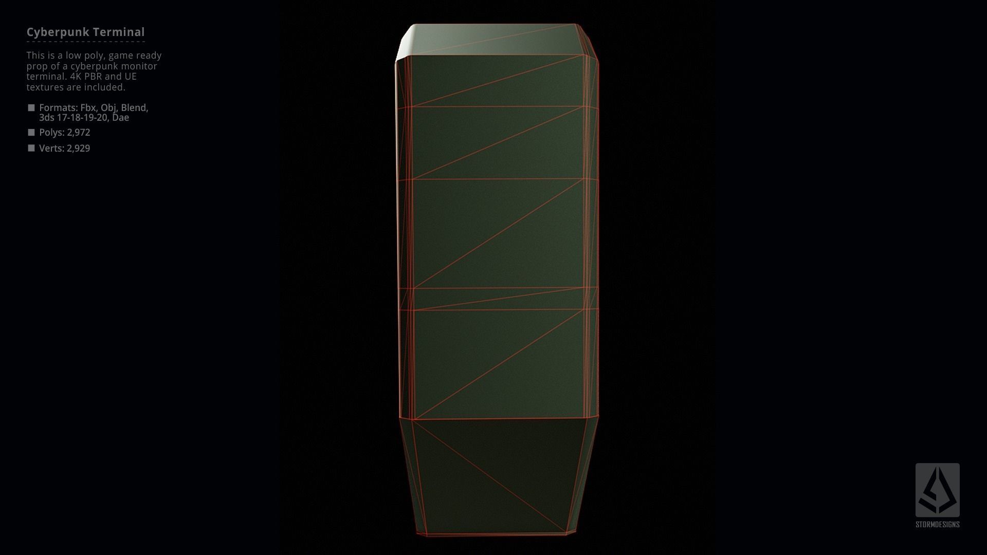 Cyberpunk Monitor Terminal - Low Poly UE Game Prop Low-poly 3D model_14