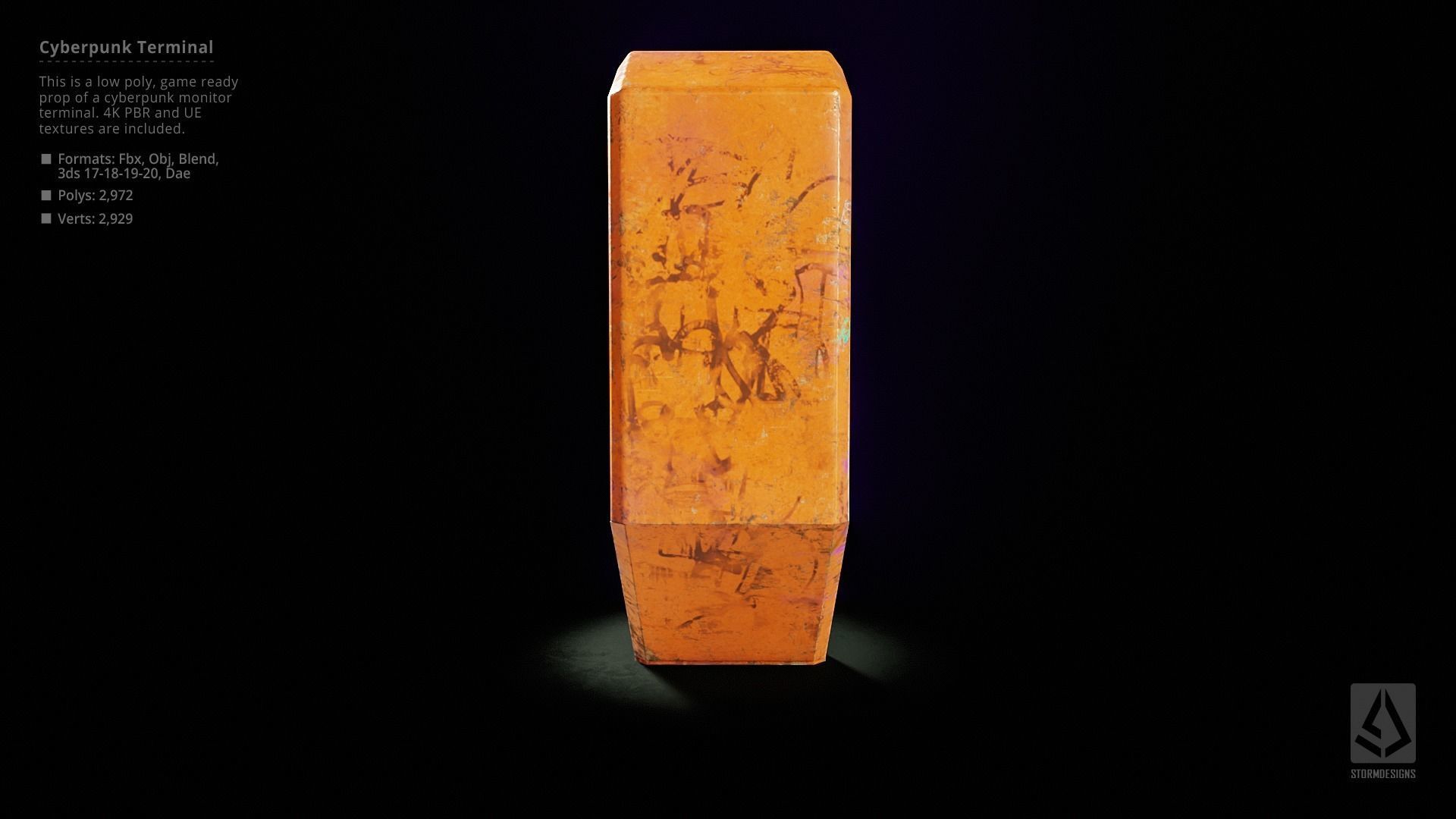 Cyberpunk Monitor Terminal - Low Poly UE Game Prop Low-poly 3D model_5