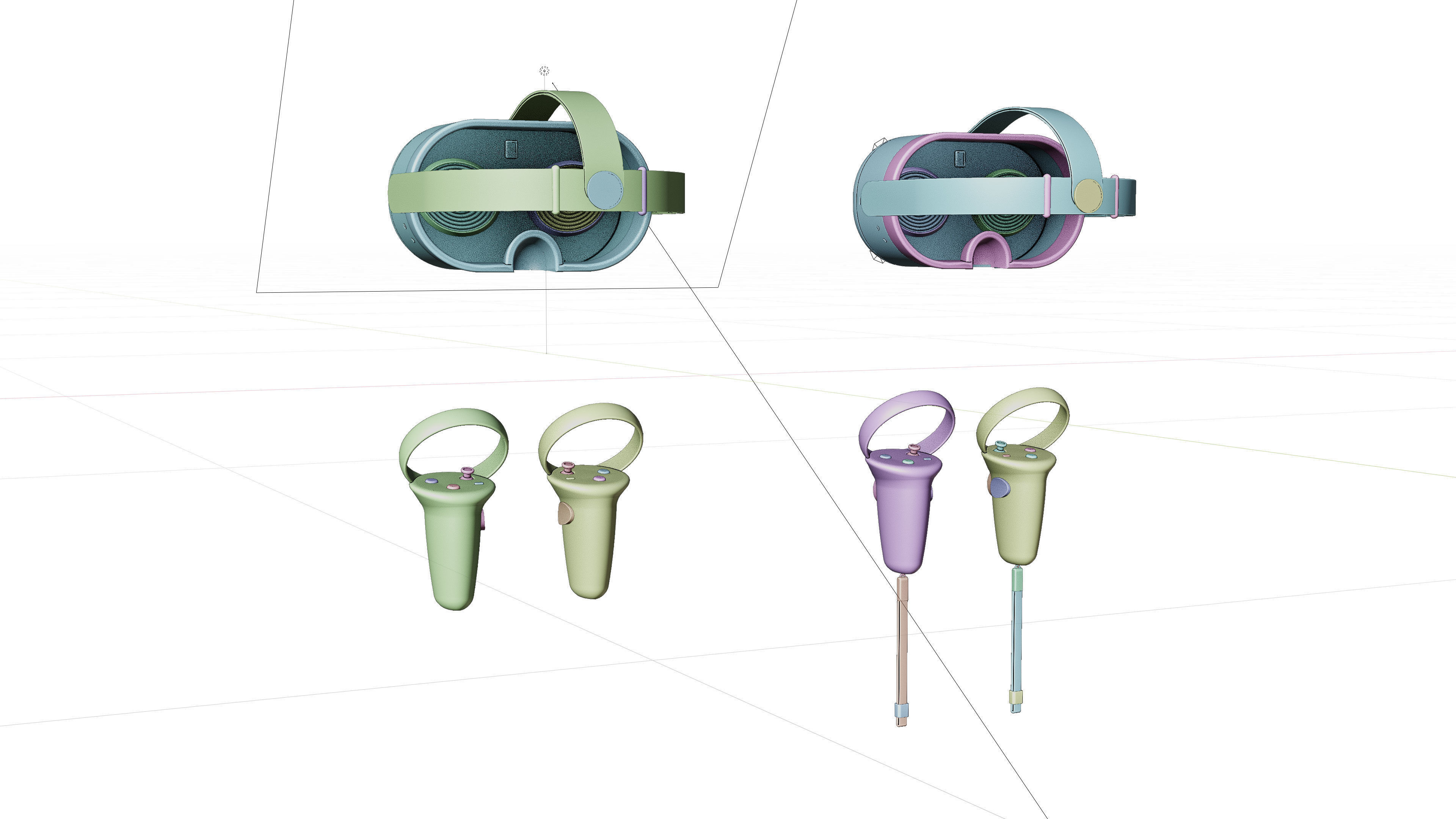 VR Headset with Controllers 3D Model 3D model_5