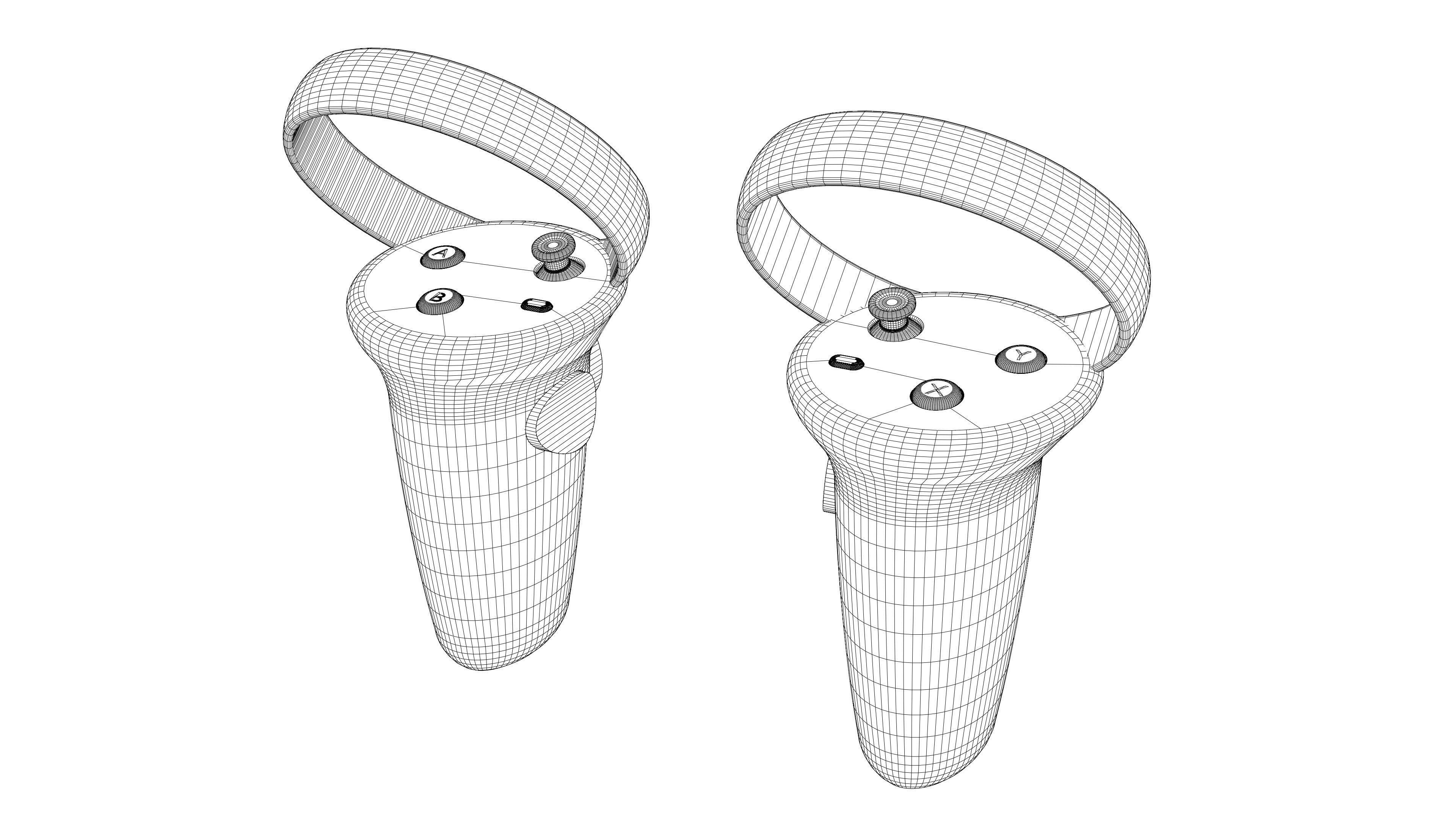 VR Headset with Controllers 3D Model 3D model_8