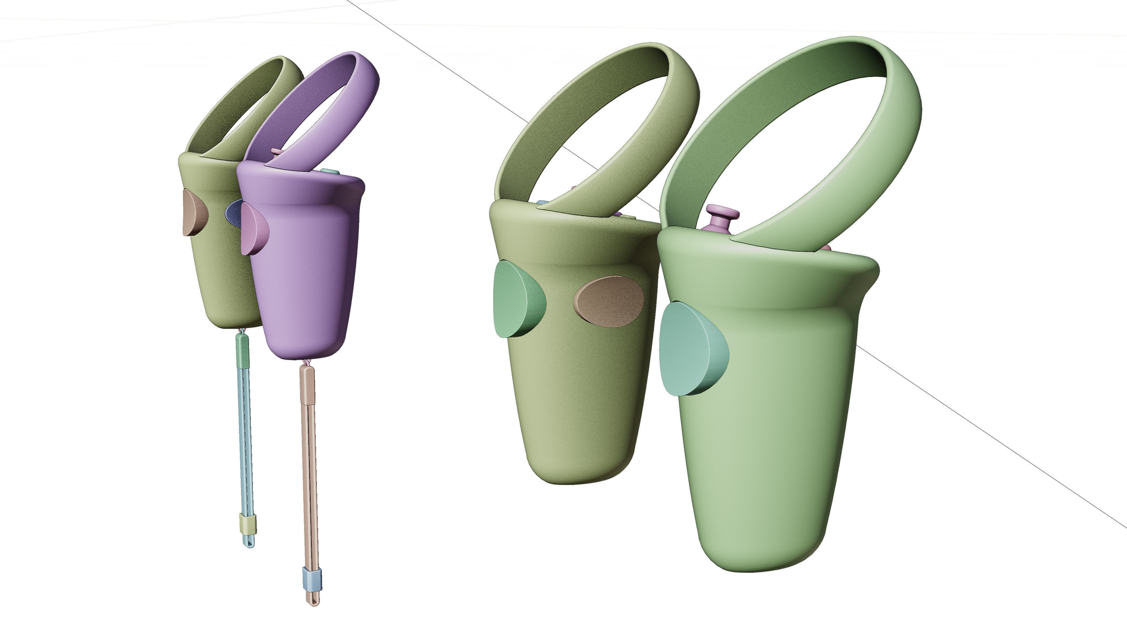 VR Headset with Controllers 3D Model 3D model_10