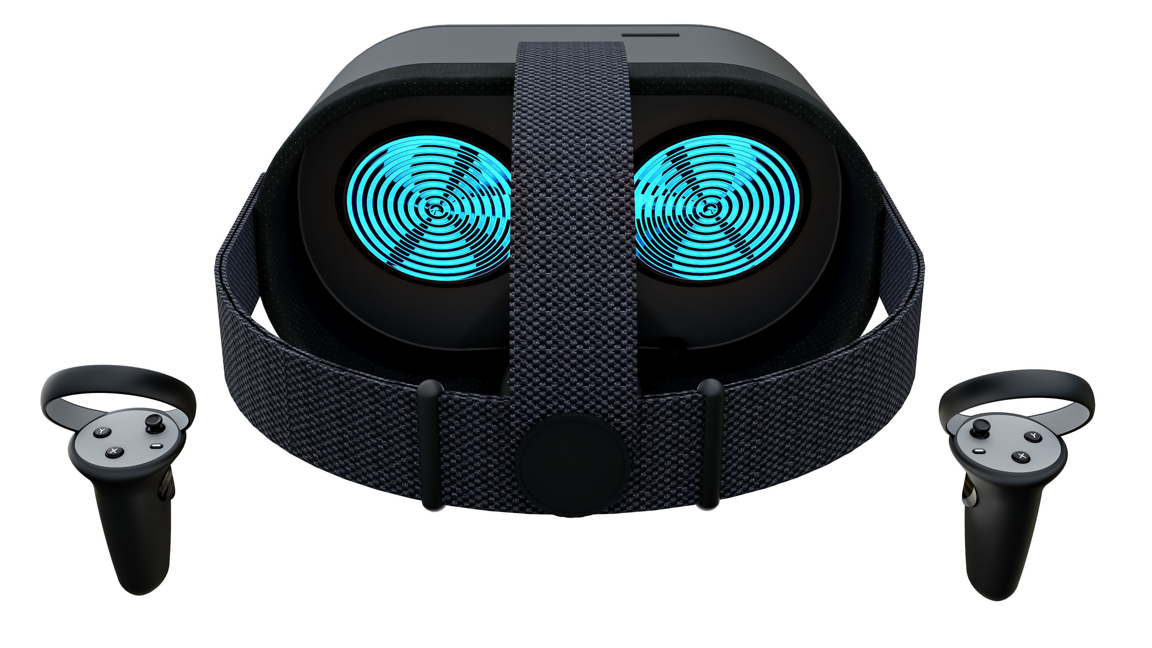 VR Headset with Controllers 3D Model 3D model_3