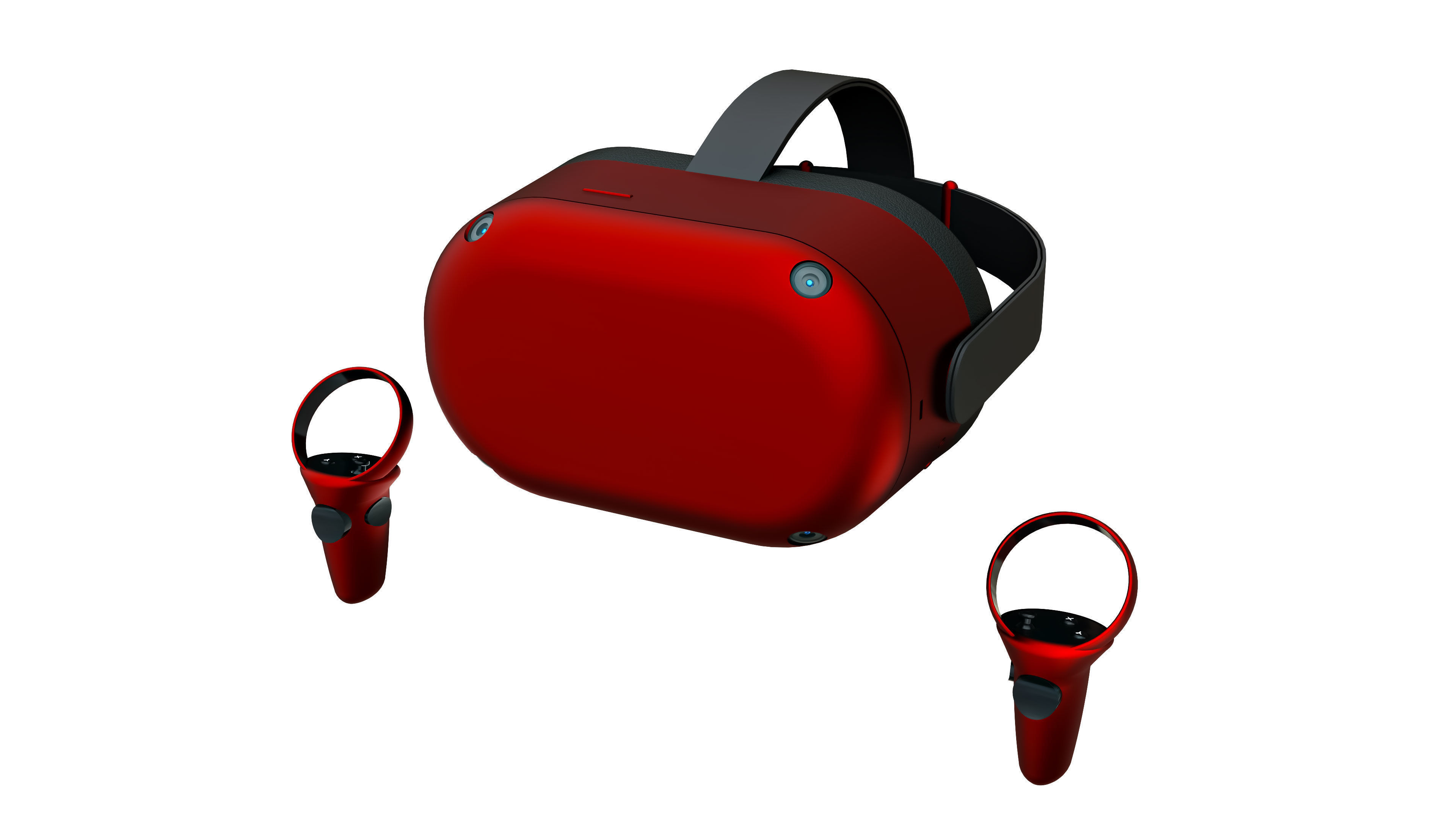 VR Headset with Controllers 3D Model 3D model_1