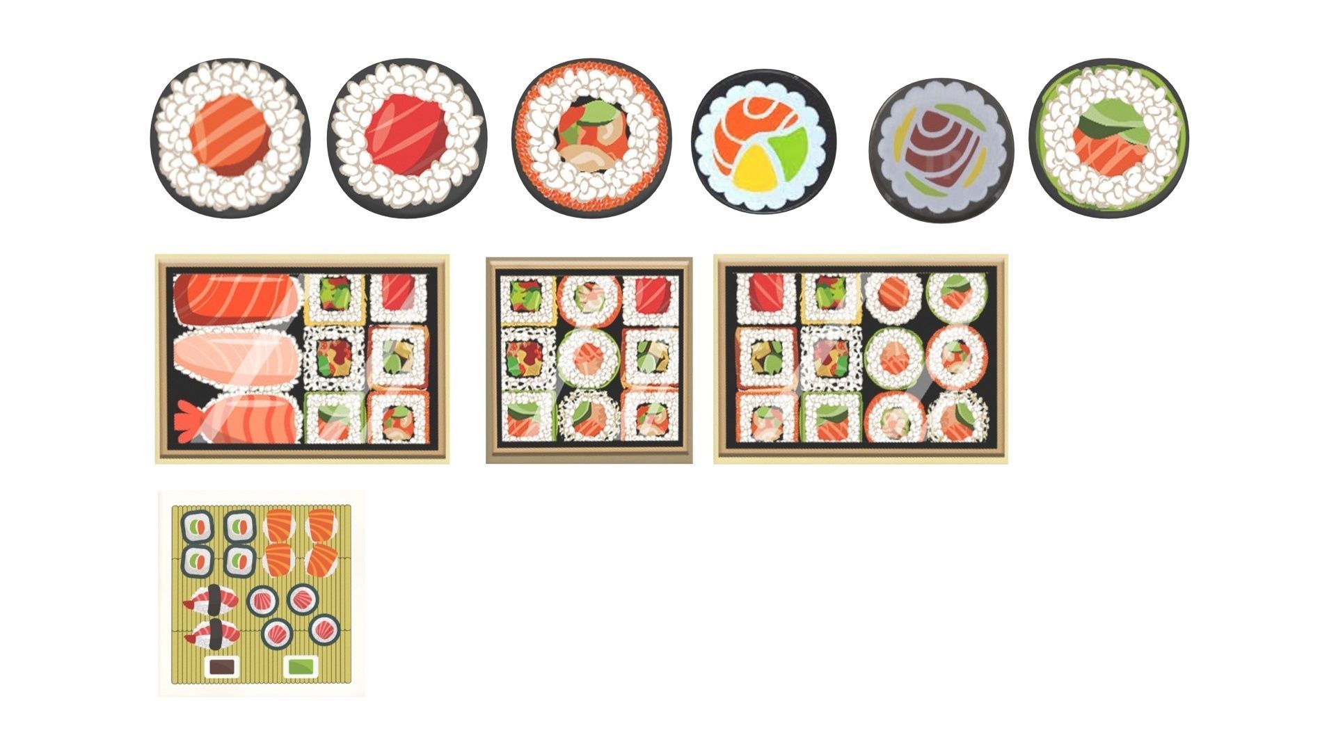 Sushi Lego Tiles Set 3D model_8