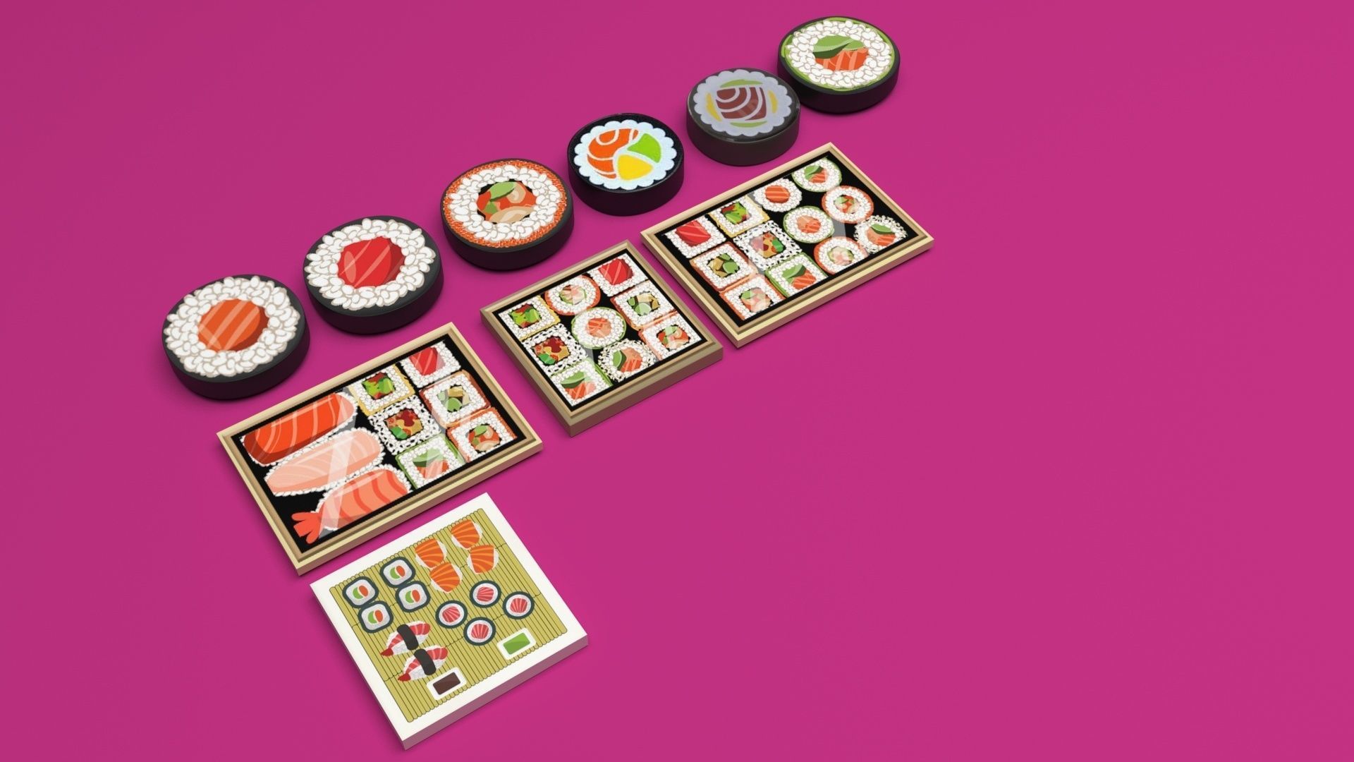 Sushi Lego Tiles Set 3D model_22