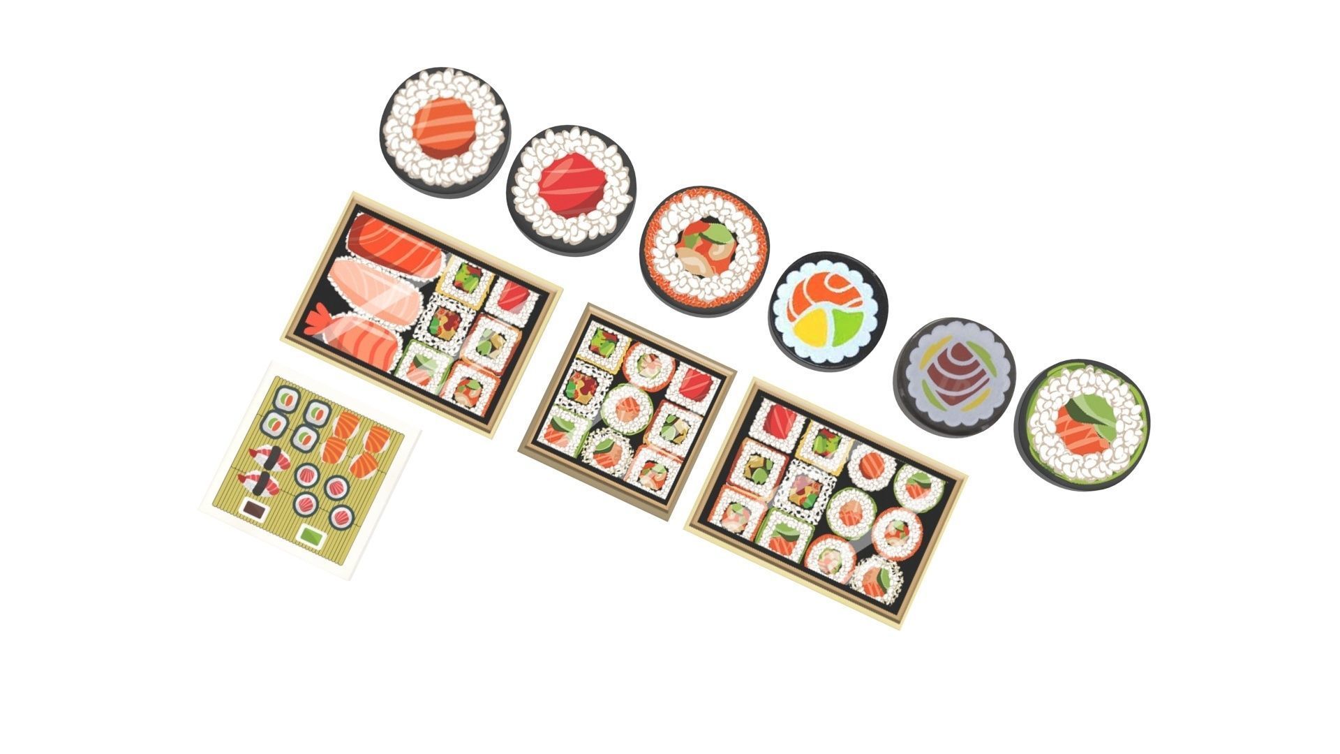 Sushi Lego Tiles Set 3D model_1