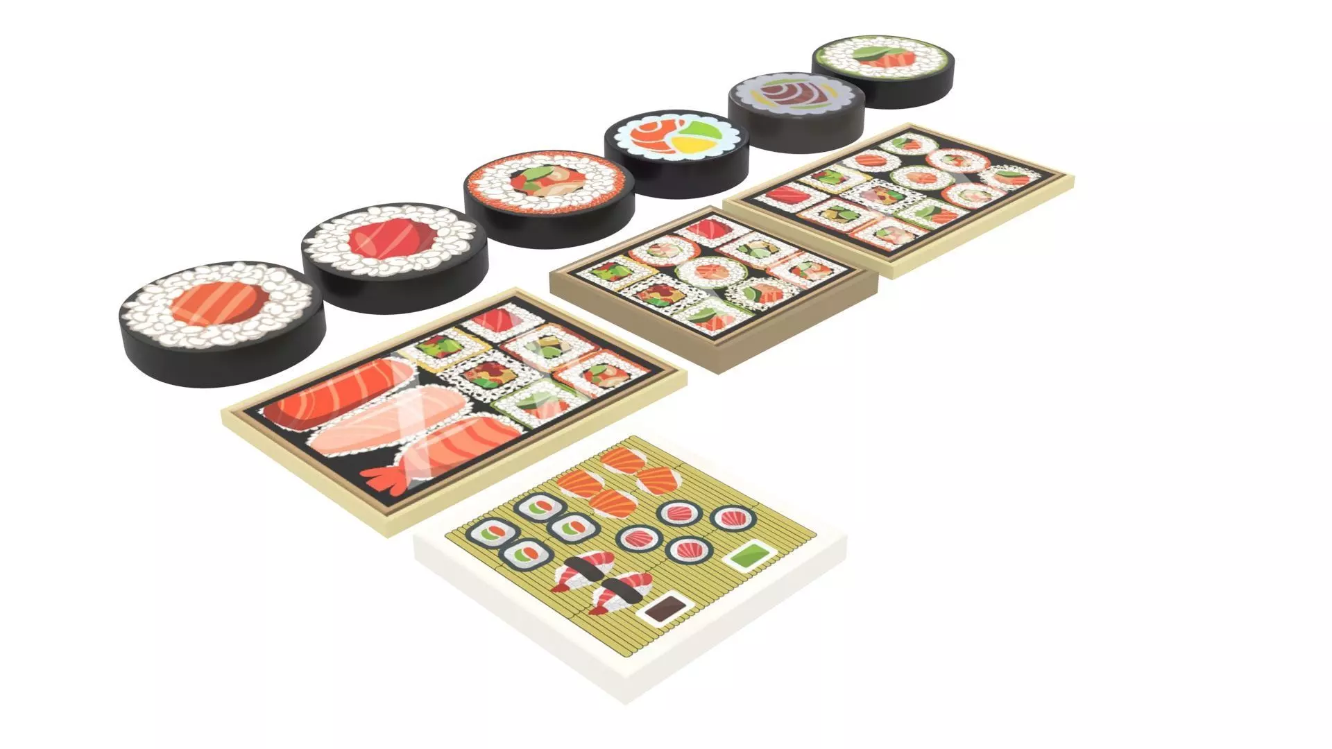 Sushi Lego Tiles Set 3D model_0
