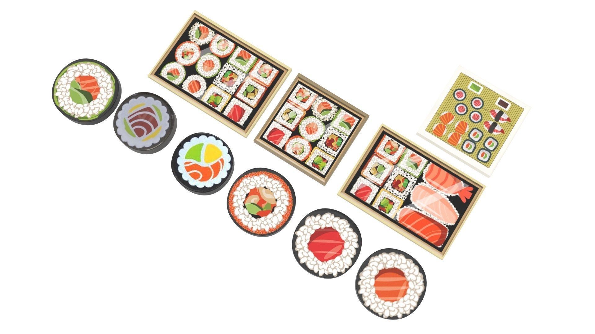 Sushi Lego Tiles Set 3D model_3