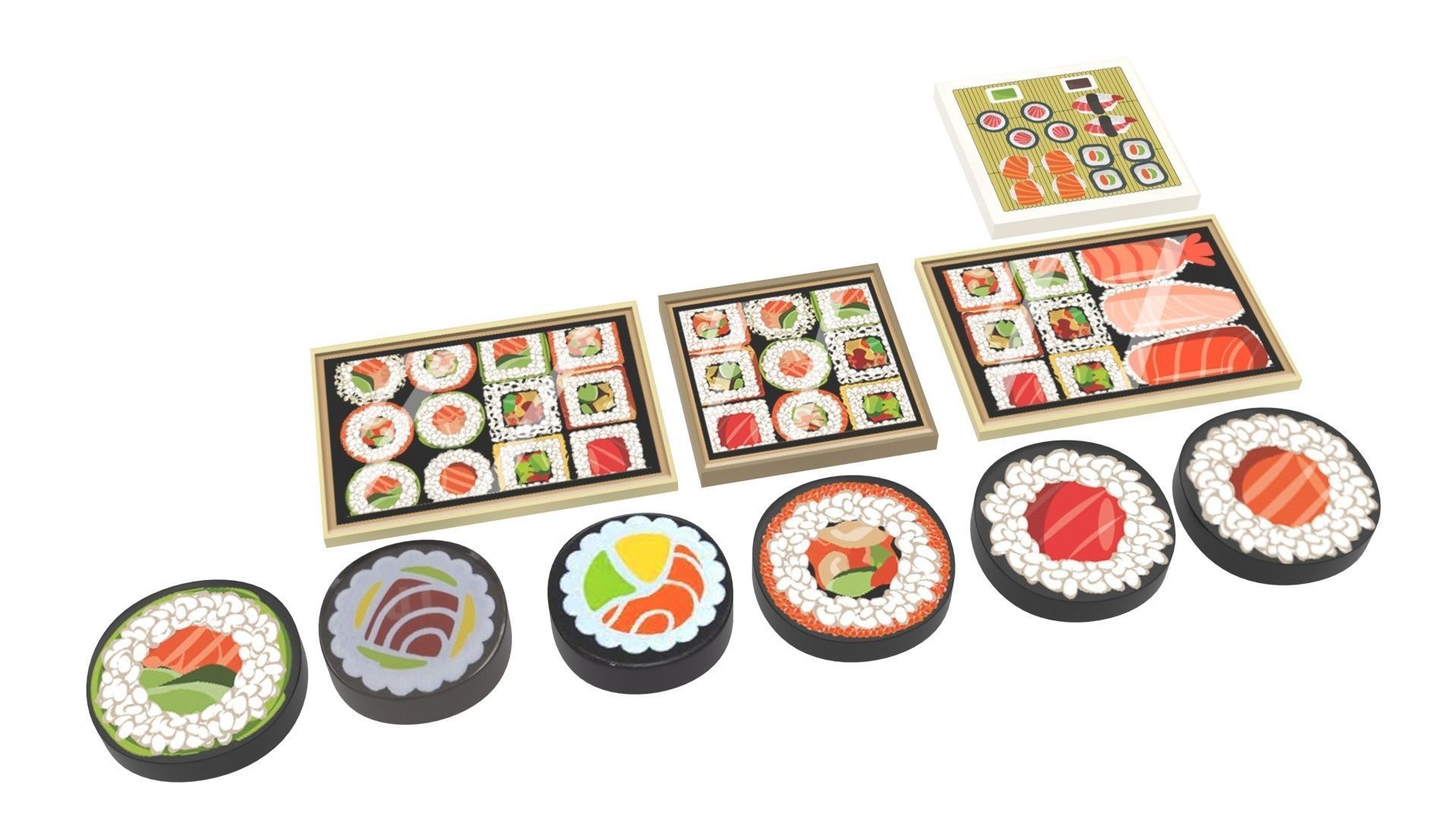 Sushi Lego Tiles Set 3D model_2