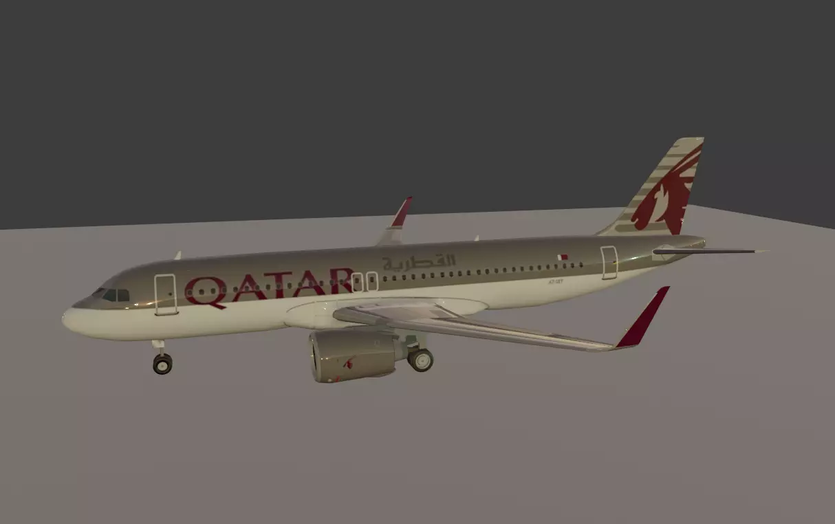 Qatar airways a320neo 3d model Low-poly 3D model