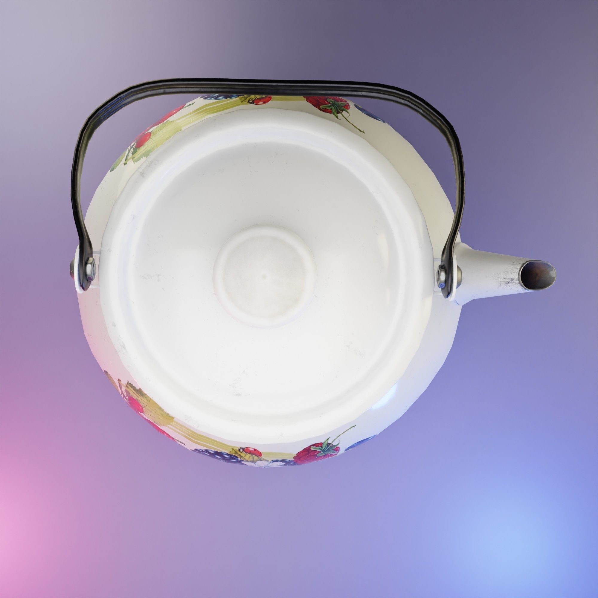 The metal kettle with floral pattern 3D model_10