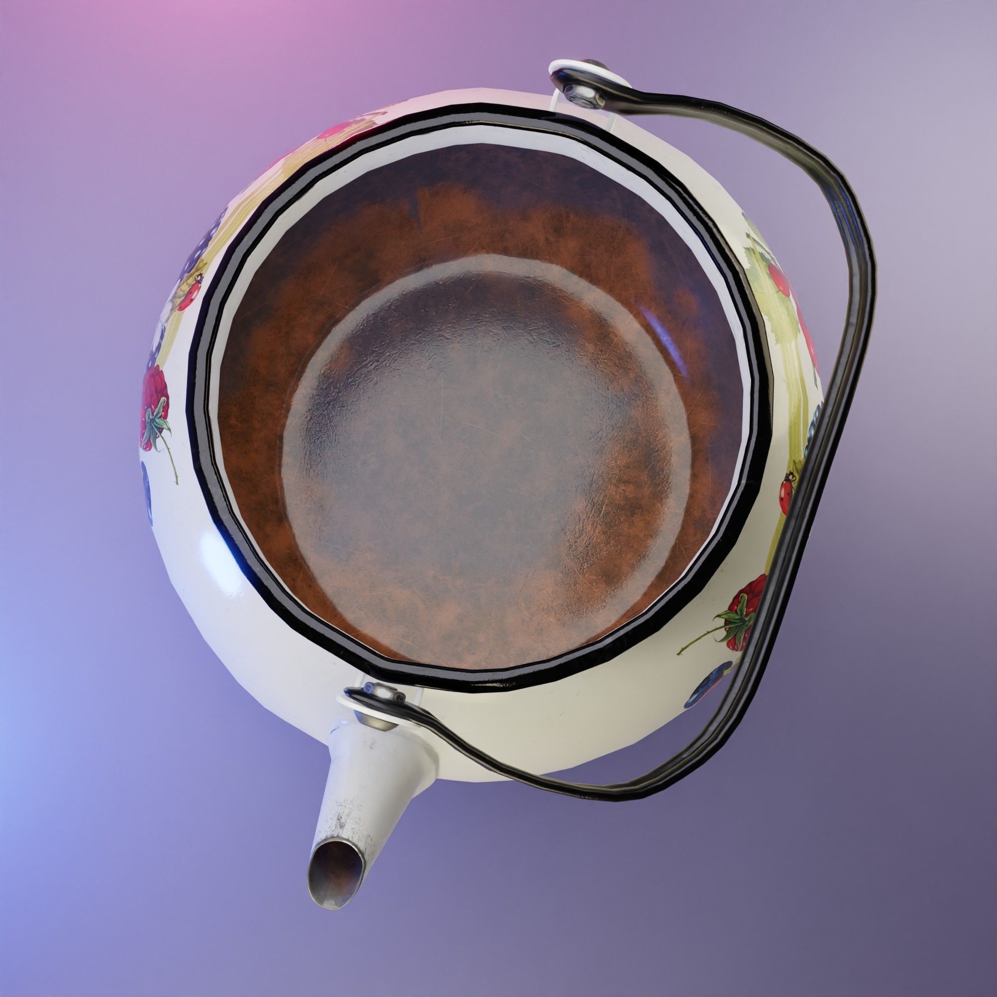 The metal kettle with floral pattern 3D model_5