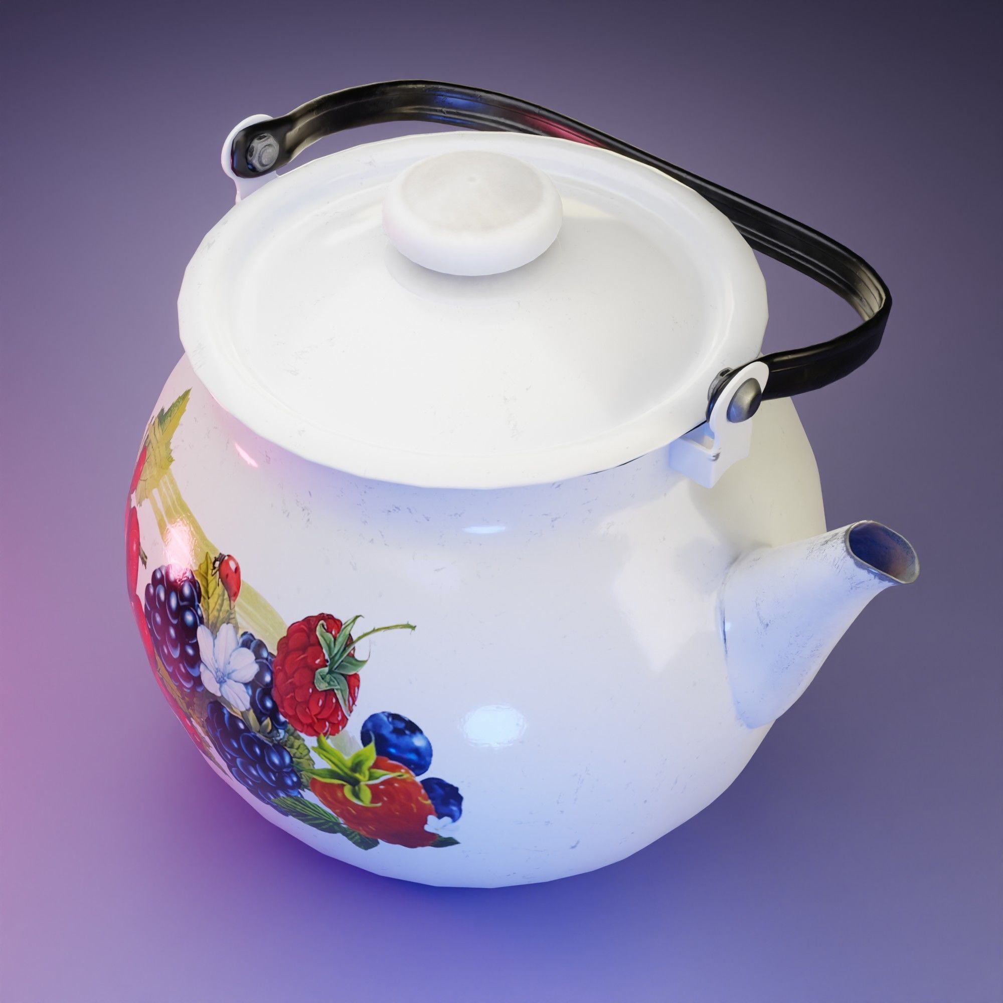 The metal kettle with floral pattern 3D model_6