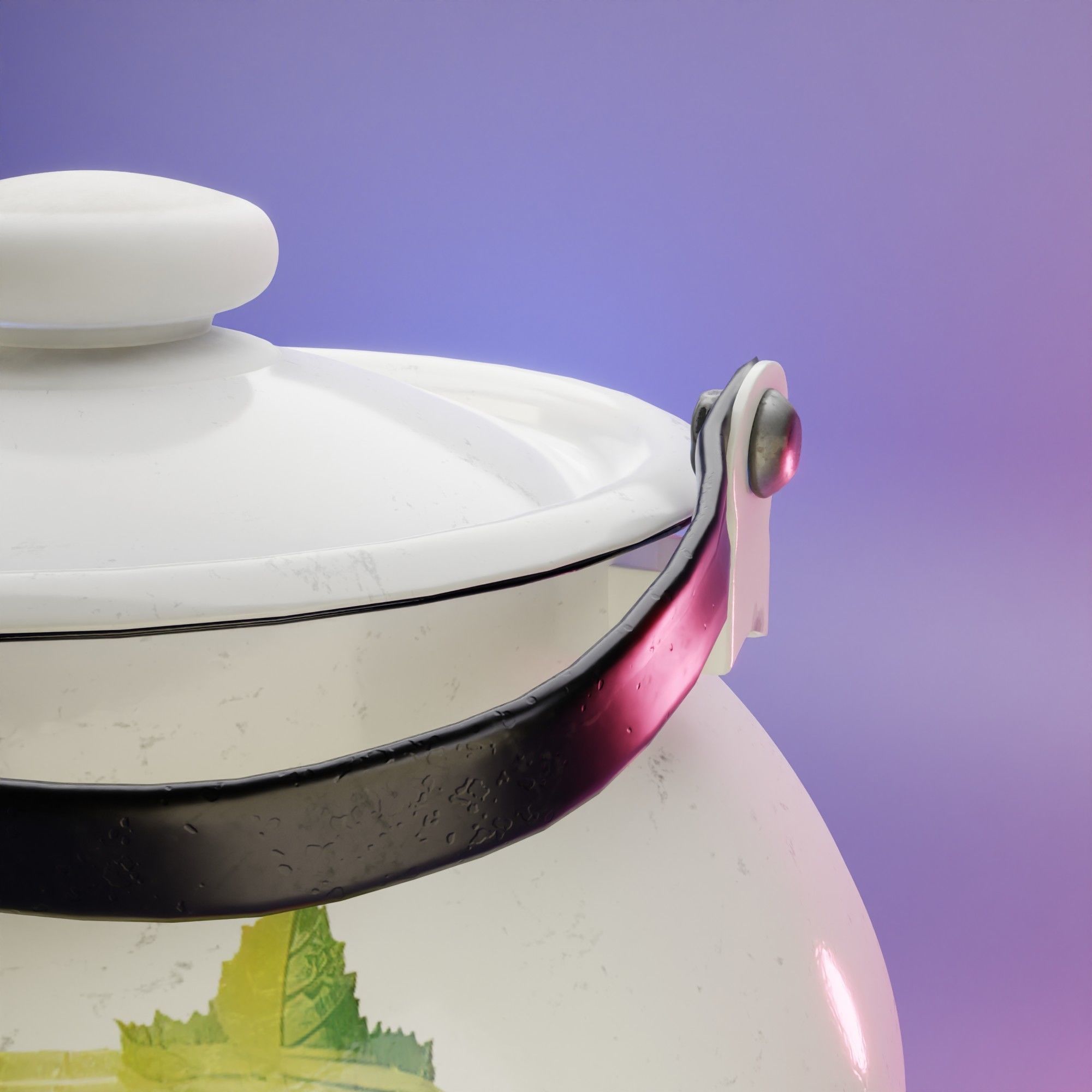 The metal kettle with floral pattern 3D model_7