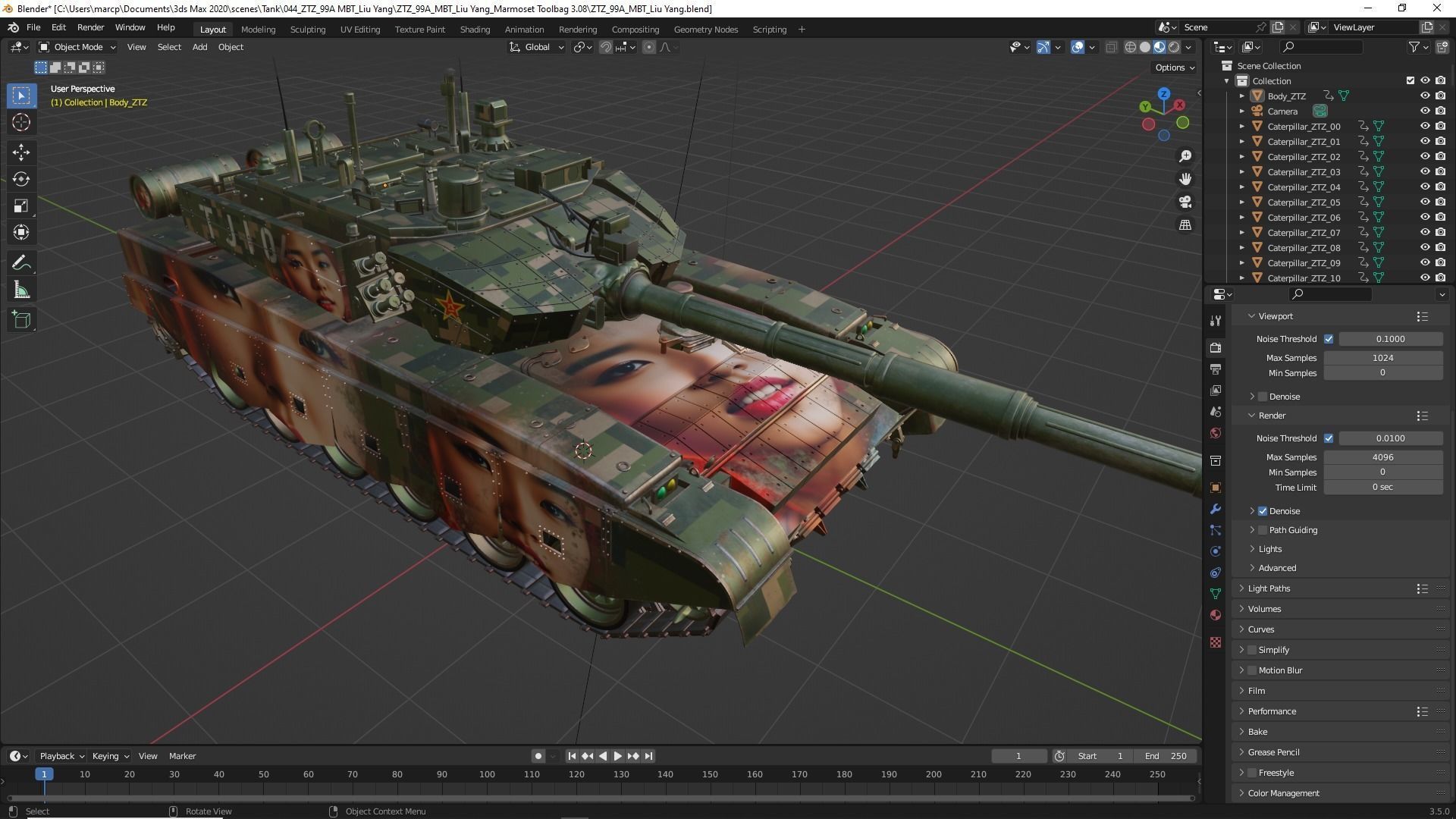 Tank China Type ZTZ 99A MTB Liu Yang 3D model_33