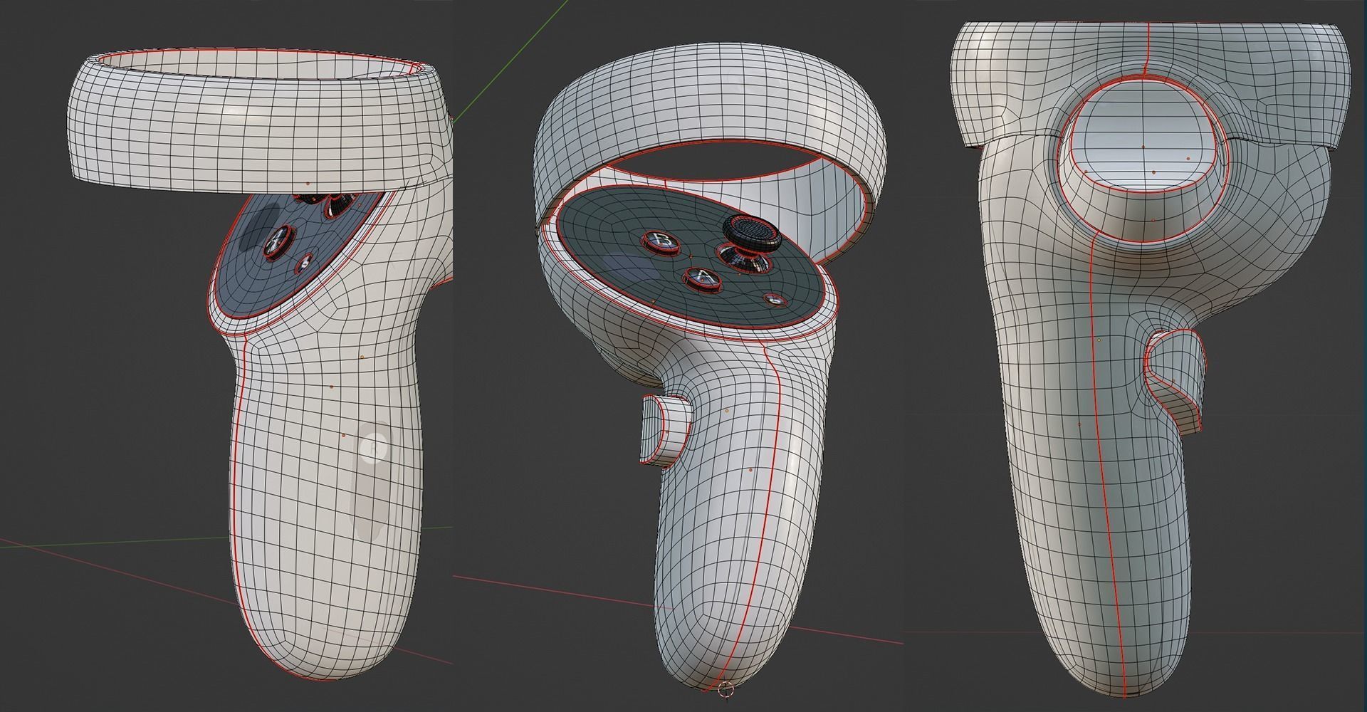 Oculus Meta Quest 2  controllers Low-poly 3D model_5