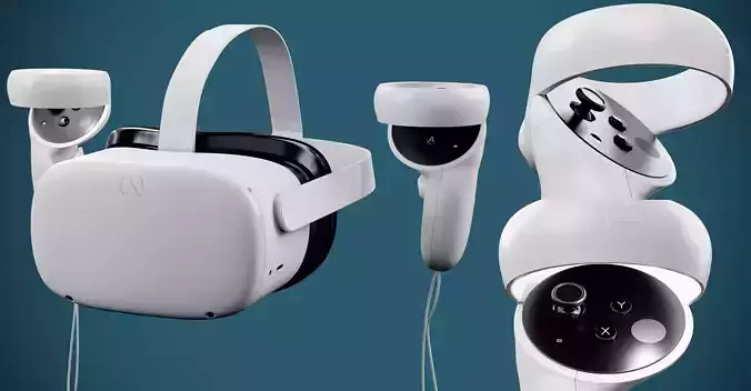 Oculus Meta Quest 2  controllers Low-poly 3D model