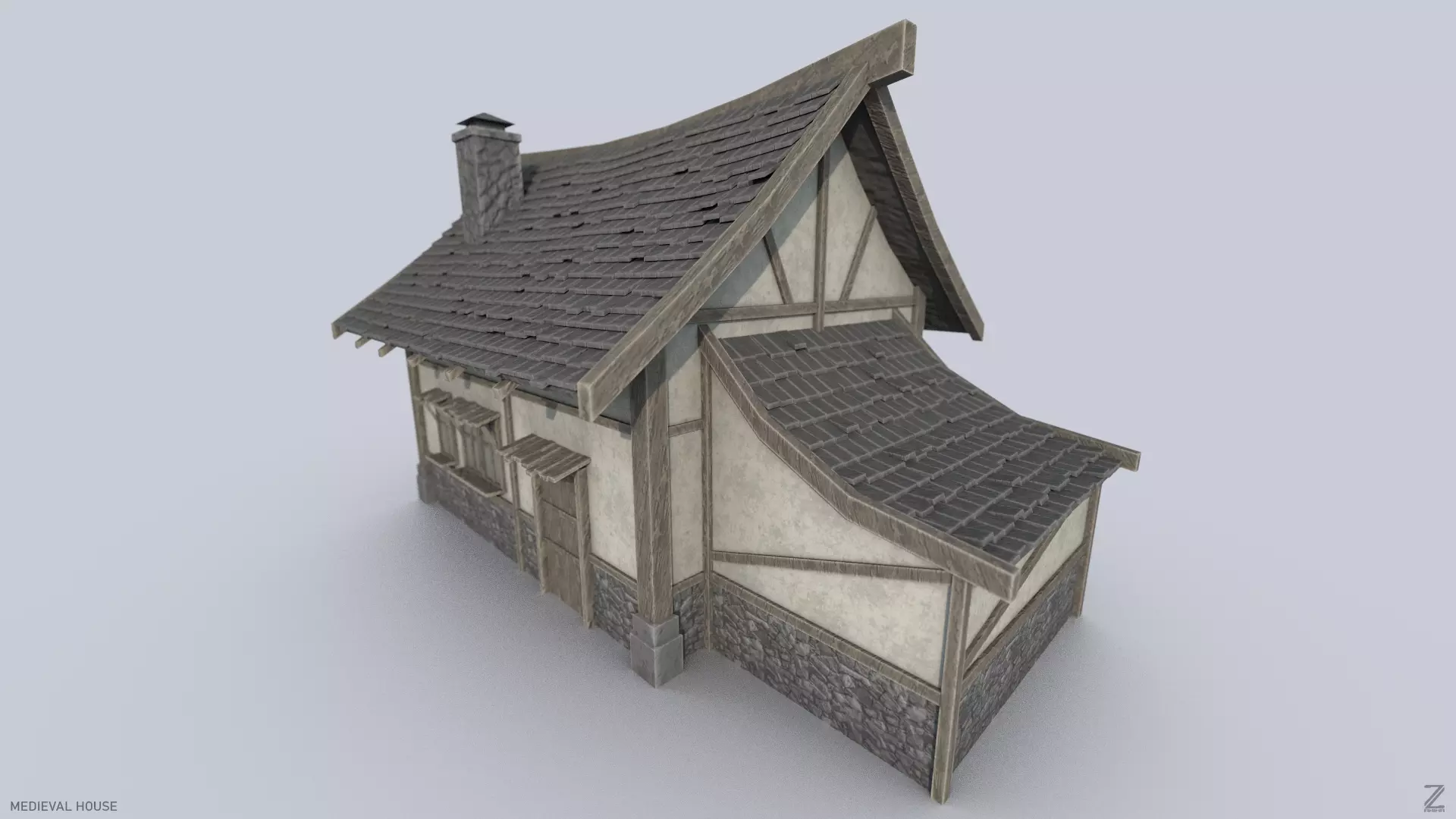 Medieval house Low-poly 3D model