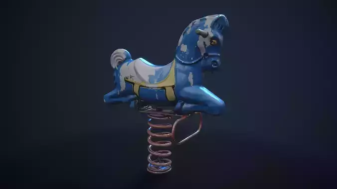 spring rocking Blue horse